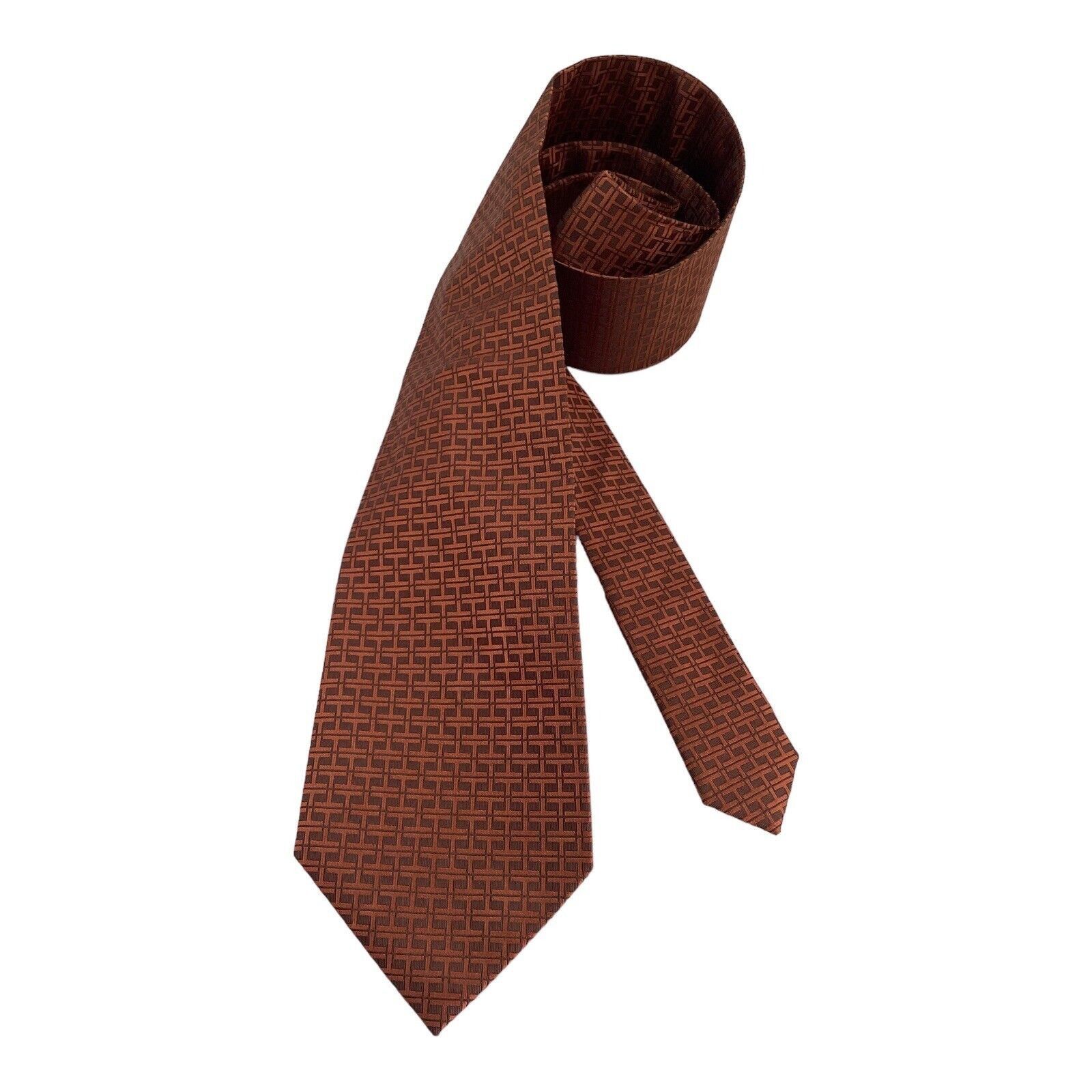 Testoni A.TESTONI Brown Monogrammed " T " Luxury Silk Tie In Italy W Size ONE SIZE - 1 Thumbnail