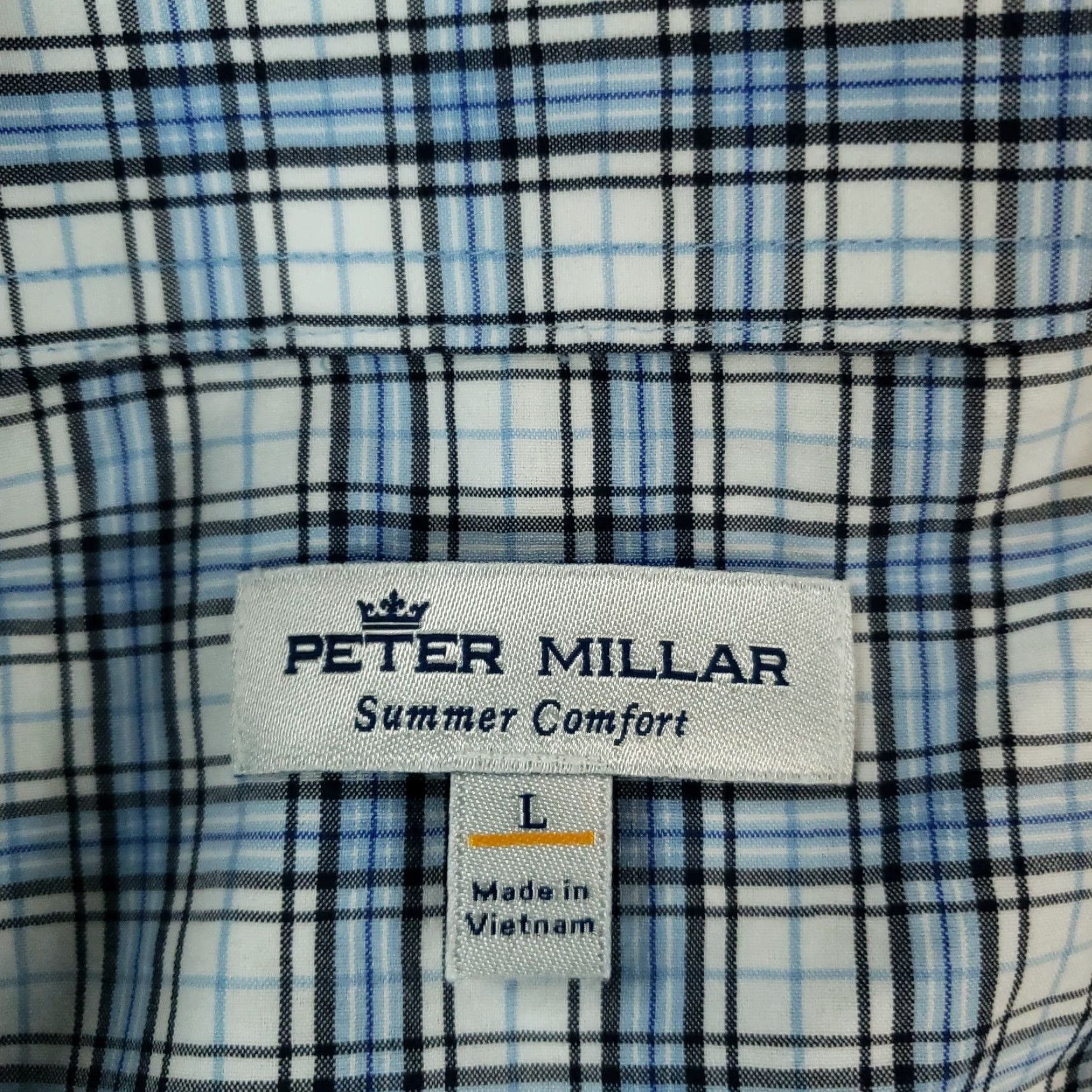 Peter Millar Peter Millar Polo Shirt Men Large Blue Plaid Summer Comfort Golf Breathable Long Sleeve Size US L / EU 52-54 / 3 - 5 Thumbnail