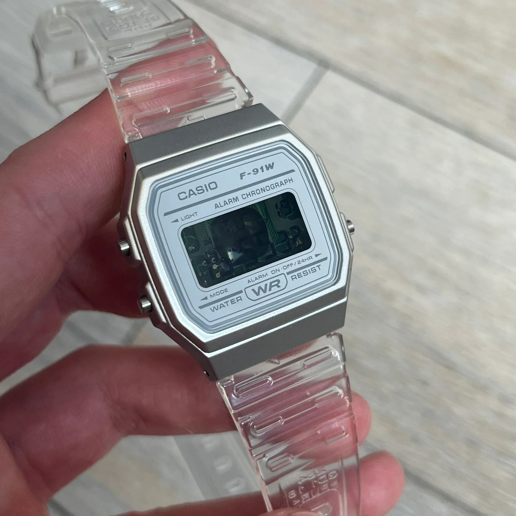 Casio Casio F-91W "Skeleton" Clear Digital Watch Size ONE SIZE - 2 Thumbnail