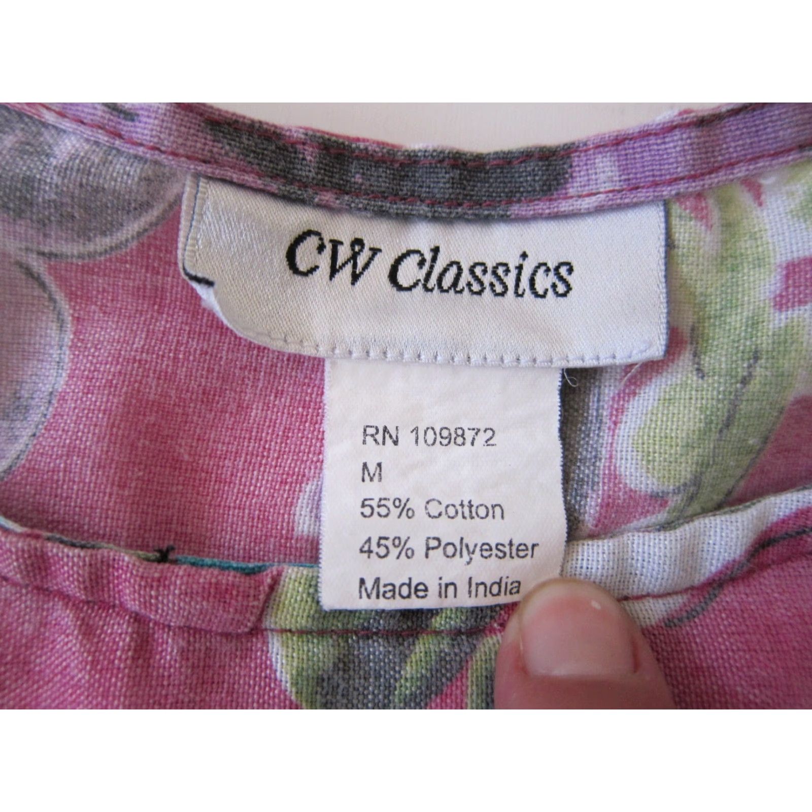 Vintage CW Classics Cotton Pink Blue Purple Floral Pocket Long Maxi Kaftan Dress Medium Size M / US 6-8 / IT 42-44 - 4 Thumbnail