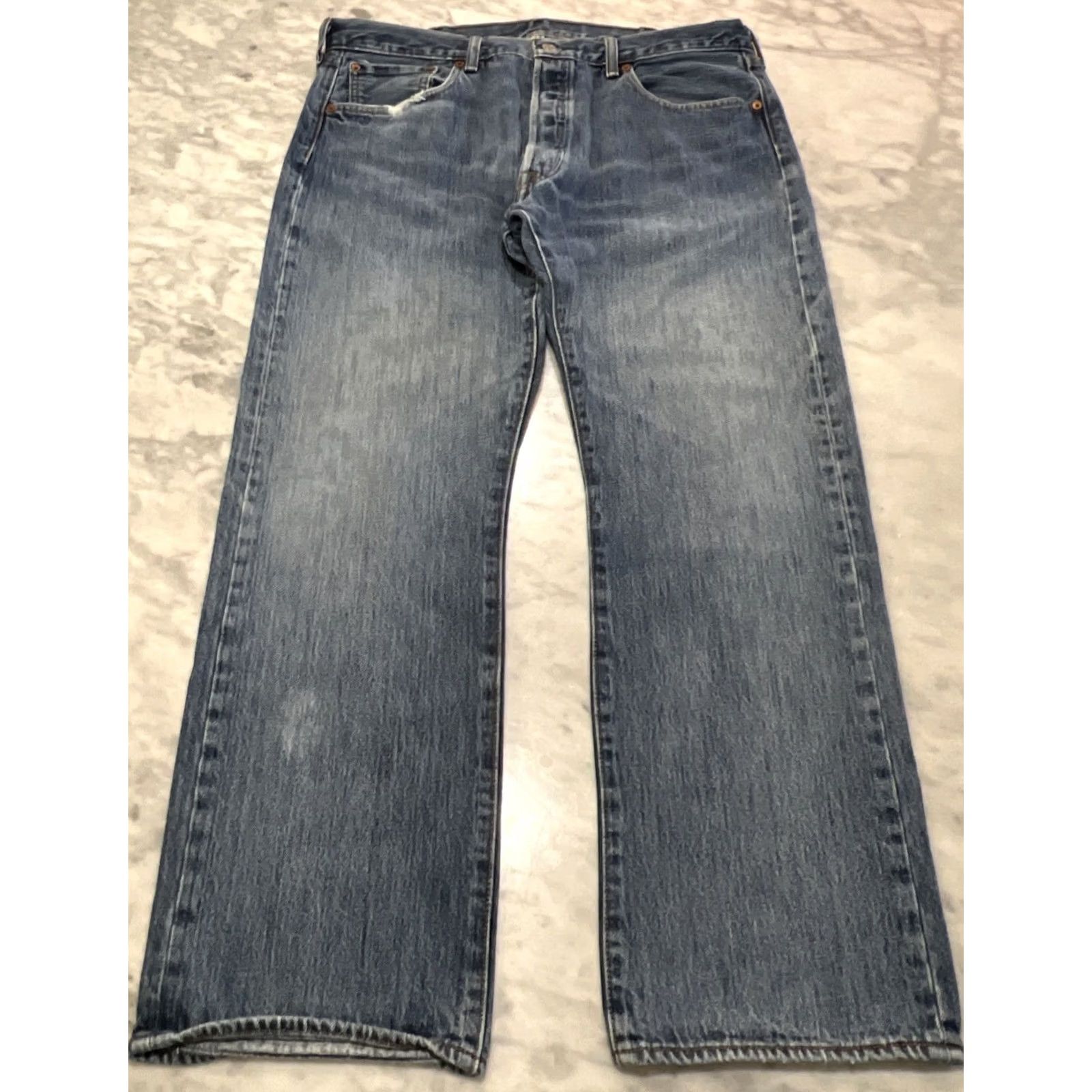 Levi's Levi’s 501 Jeans Men’s 38x30 Button Fly Blue Thrashed 90s USA Size US 38 / EU 54 - 2 Thumbnail