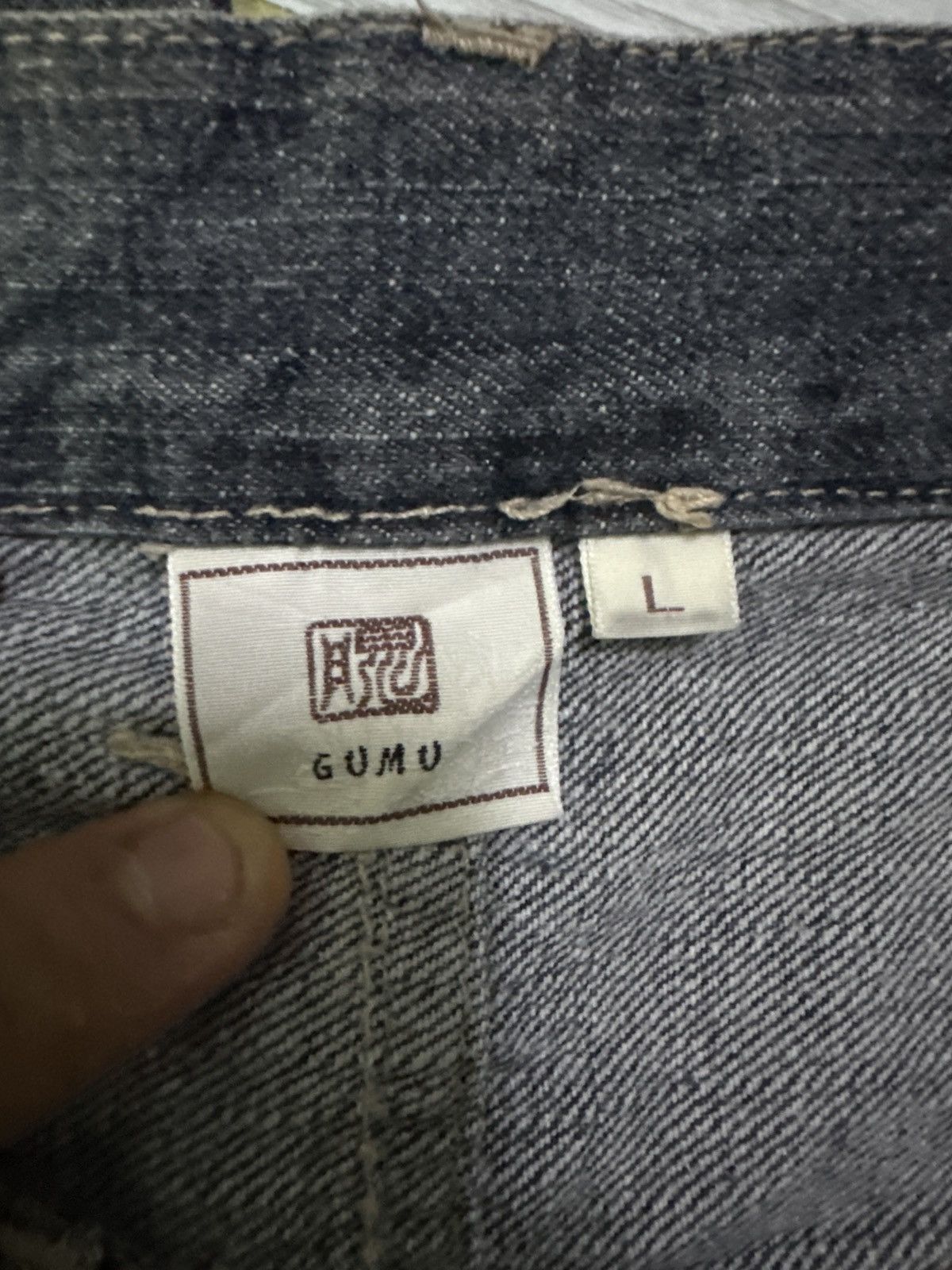 Japanese Brand Gumu Floral Double Pocket Jeans Distressed Jeans Size US 31 - 14 Thumbnail