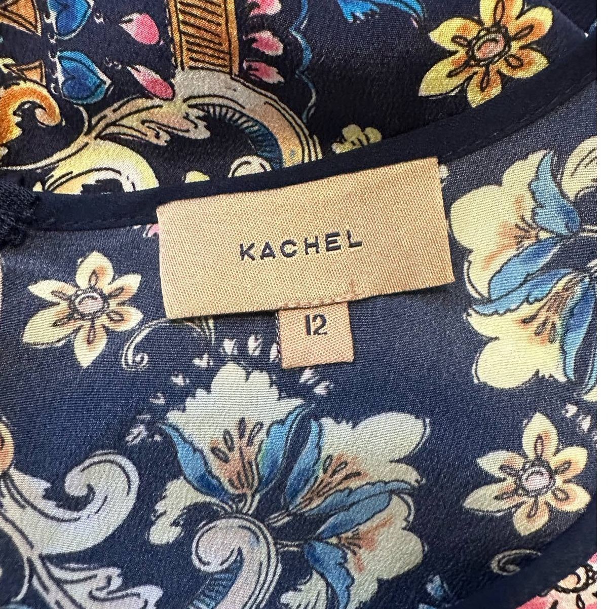 Anthropologie Kachel navy blue floral silk sleeveless mini dress size 12 Size XL / US 12-14 / IT 48-50 - 3 Thumbnail