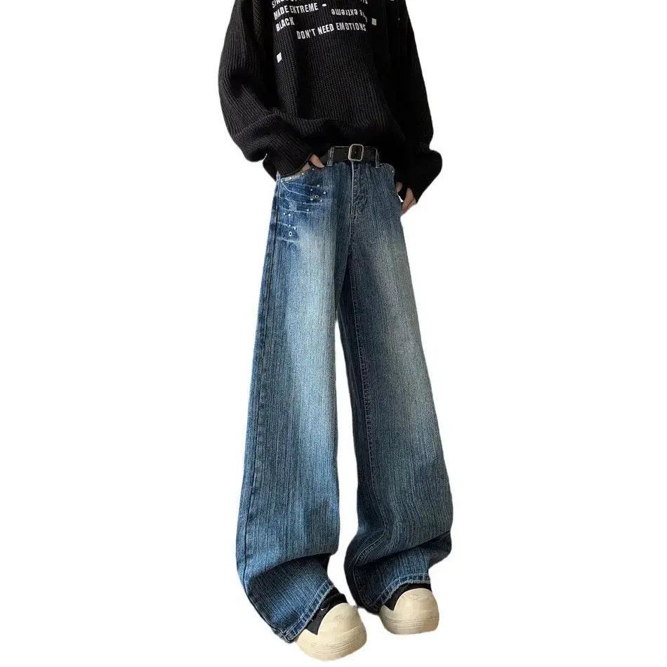 Japanese Brand Retro loose straight leg wide leg jeans Size US 32 / EU 48 - 5 Thumbnail
