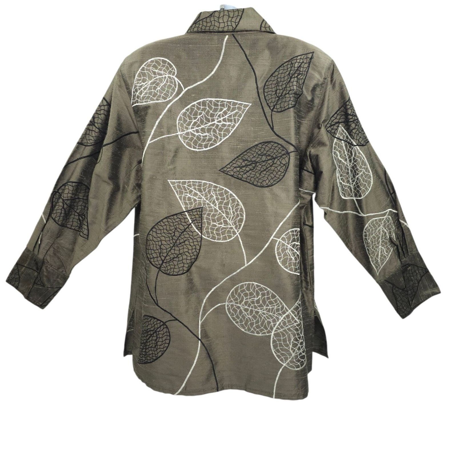 Other Yak Magik Shirt Jacket XL Embroidered Leaf Silk Boho Vintage Size XL / US 12-14 / IT 48-50 - 2 Thumbnail