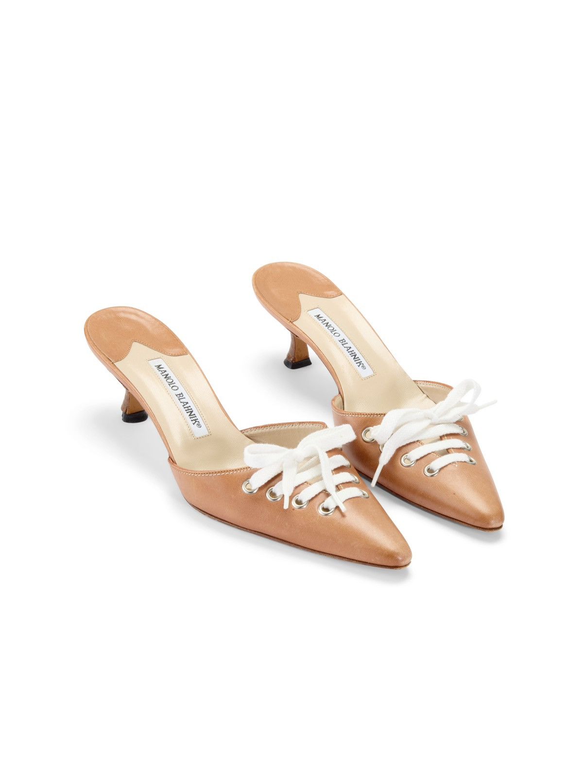 Manolo Blahnik Manolo Blahnik 2000s Brown Sneaker Lace Up Mule Heels Size US 9 / IT 39 - 4 Thumbnail