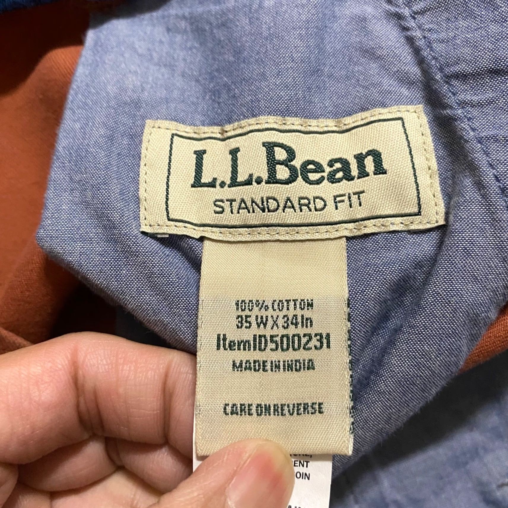 Vintage L.L. Bean Mens Pants Chino Straight Flat Front 35x34 Orange Regular Rise Mens Size US 35 - 3 Thumbnail