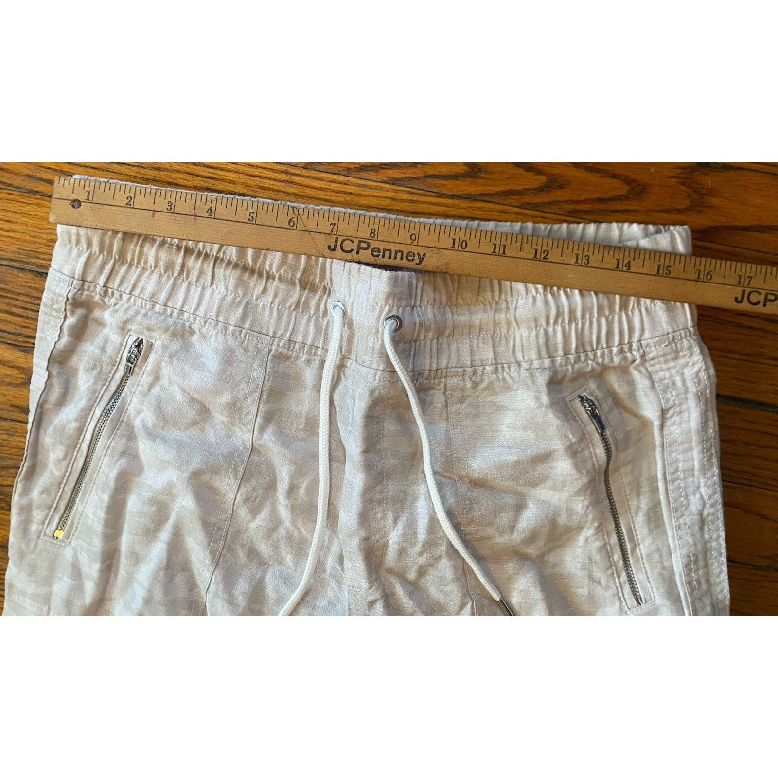 Athleta Athleta Linen Joggers Women’s 12 Beige Camo Zip Pockets Size 34" / US 12 / IT 48 - 5 Thumbnail