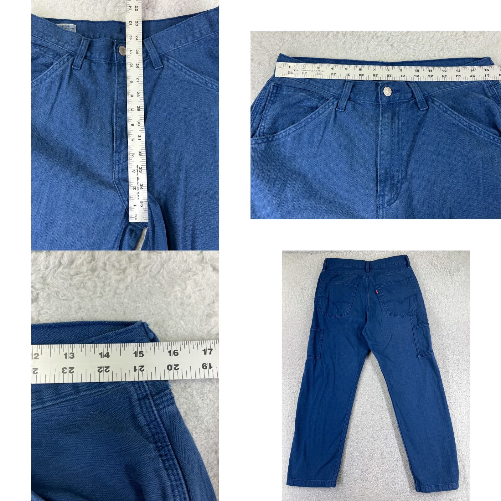 Levi's Levis Jeans Mens 31 Blue Denim Straight Carpenter Herringbone 30x29 Jeans Size US 31 - 9 Thumbnail