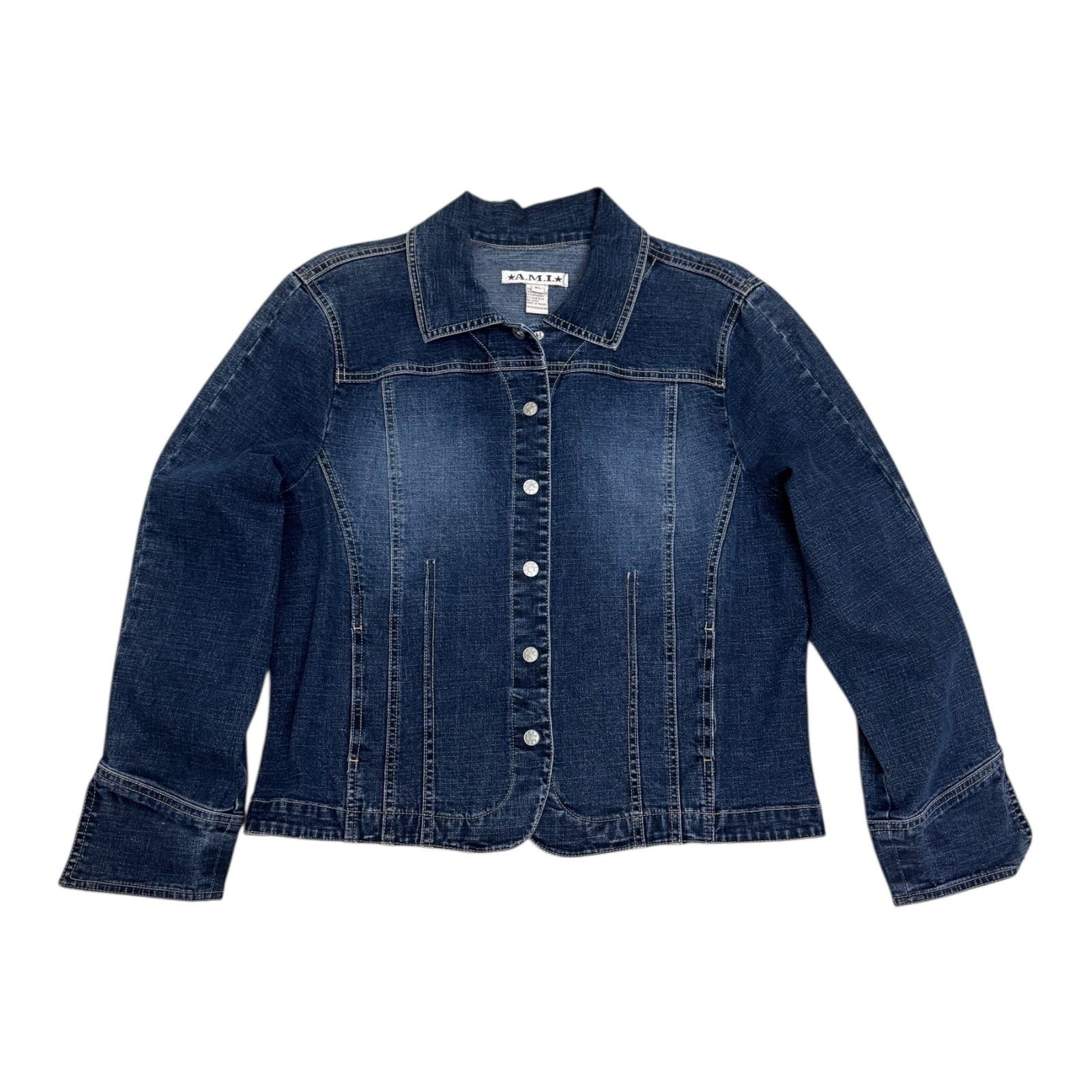 AMI AMI Luxury Designer Blue Denim Bomber Jean Jacket Womens XL Size XL / US 12-14 / IT 48-50 - 1 Thumbnail