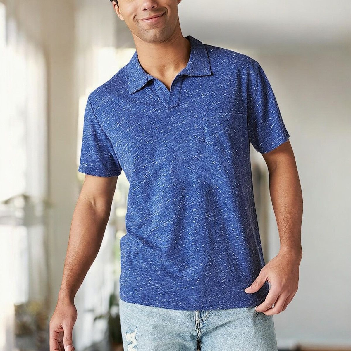 Lucky Brand Lucky Brand Men’s Blue Johnny Collar Linen Shirt Sz M Size US M / EU 48-50 / 2 - 1 Thumbnail