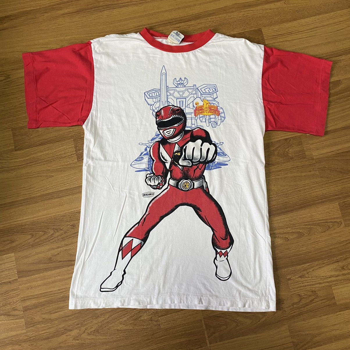 image of Anima x Cartoon Network VTG Power Ranger 90's T Shirt in Red White, Men's (Size Medium)