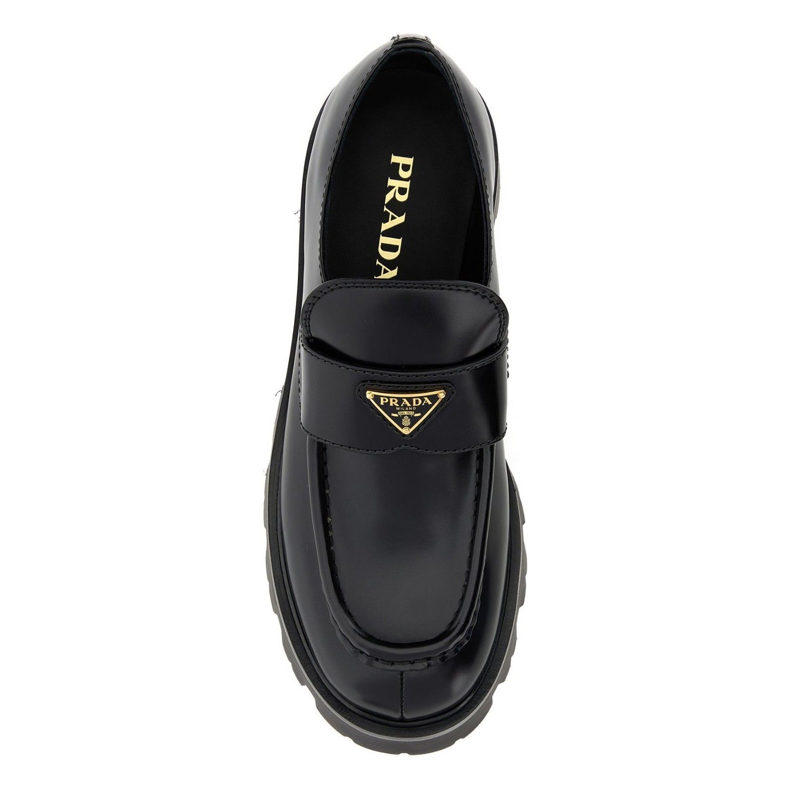 Prada PRADA Triangle Black Leather Loafers New And Authentic (Wome Size US 10 / IT 40 - 3 Thumbnail
