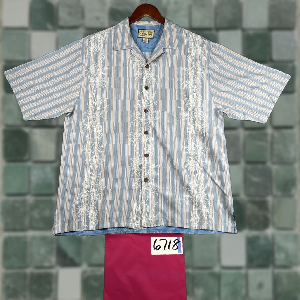 Vintage Jamaica Jaxx Silk Shirt Short Sleeve Button-Up Floral Blue M Mens Size US M / EU 48-50 / 2 - 1 Thumbnail