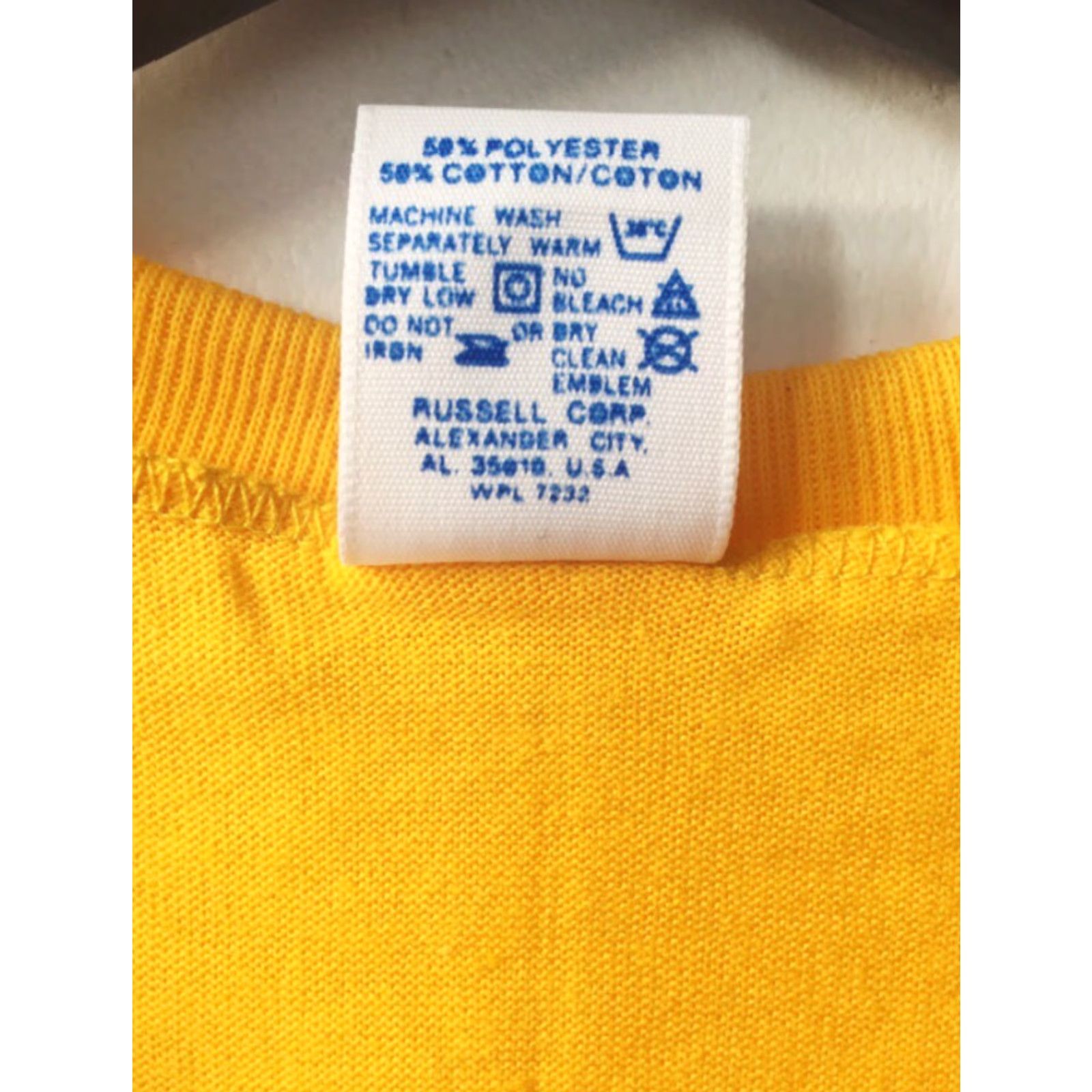 Russell Athletic VINTAGE Russell Athletic T-Shirt Mens S V-Neck 90s Deadstock NWOT Yellow 50/50 Cotton Blend Short Sleeve 1990s USA Size US S / EU 44-46 / 1 - 4 Thumbnail