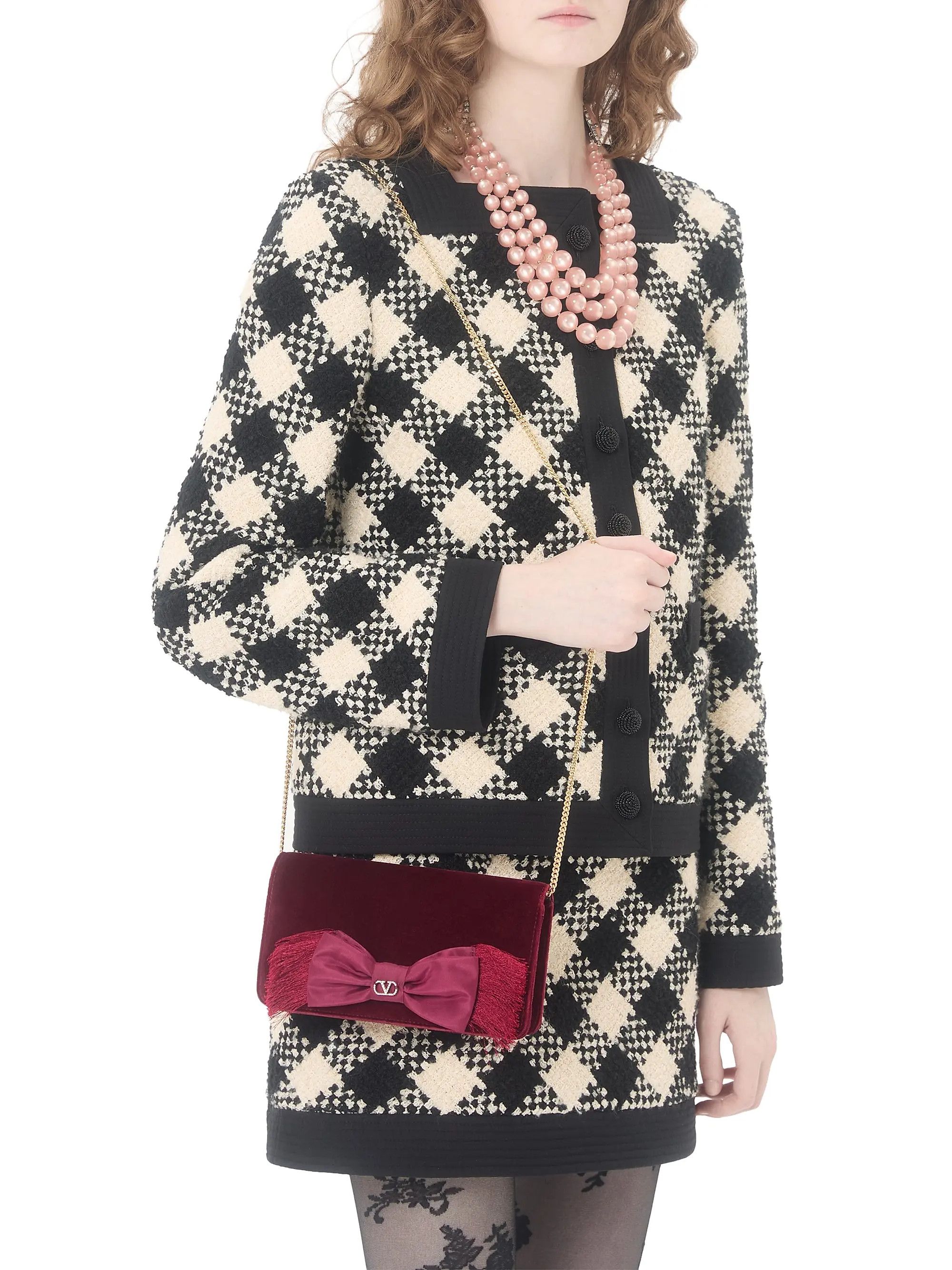 Valentino os11x0626 Size:OS / VLogo Signature Mini Velvet Shoulder Bag Size ONE SIZE - 3 Thumbnail