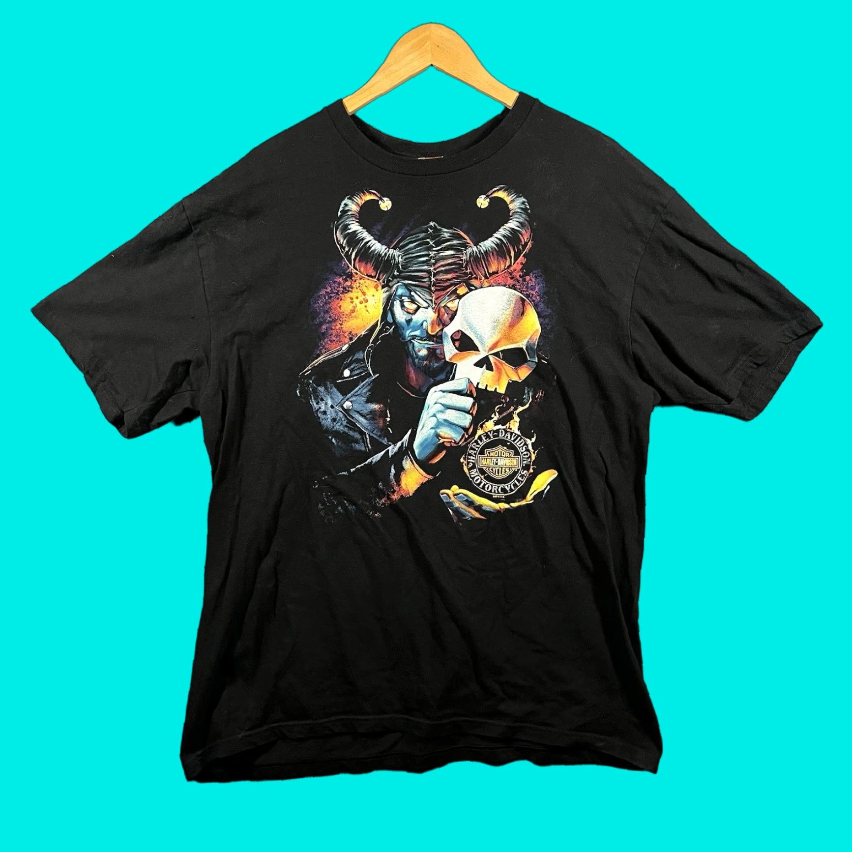 Harley Davidson VINTAGE Harley-Davidson T-Shirt XL Joker Jester Horror Clown Flames Y2K California Men Crew Neck Short Sleeve Black Cotton Hanes Beefy-T Size US XL / EU 56 / 4 - 1 Thumbnail