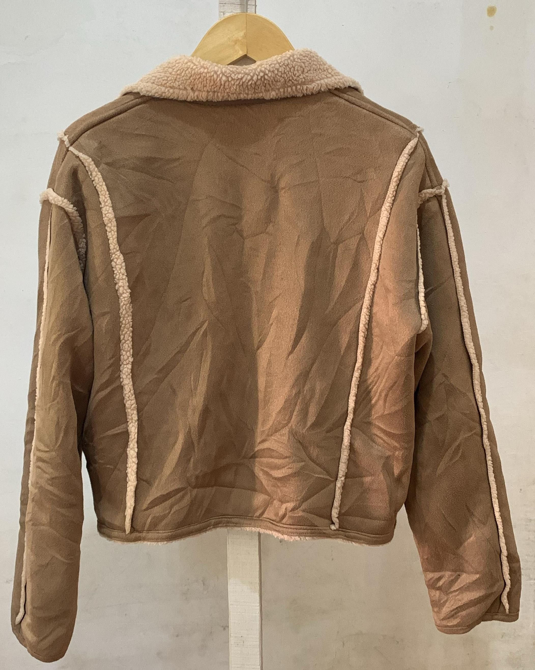 Vintage Vintage Brown Faux Suede Shearling Jacket-Cozy Winter Size S / US 4 / IT 40 - 2 Thumbnail