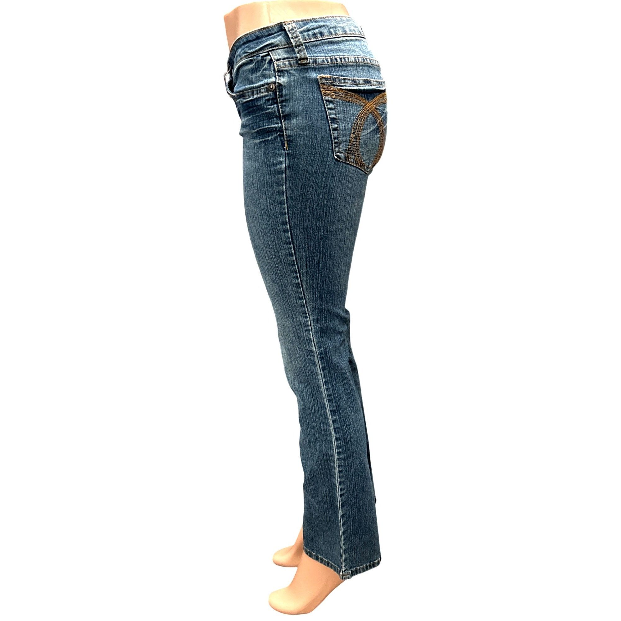 Other Authentic 579 Jeanswear Denim Blue Mid Rise Straight Leg Emb Size 31" - 2 Thumbnail