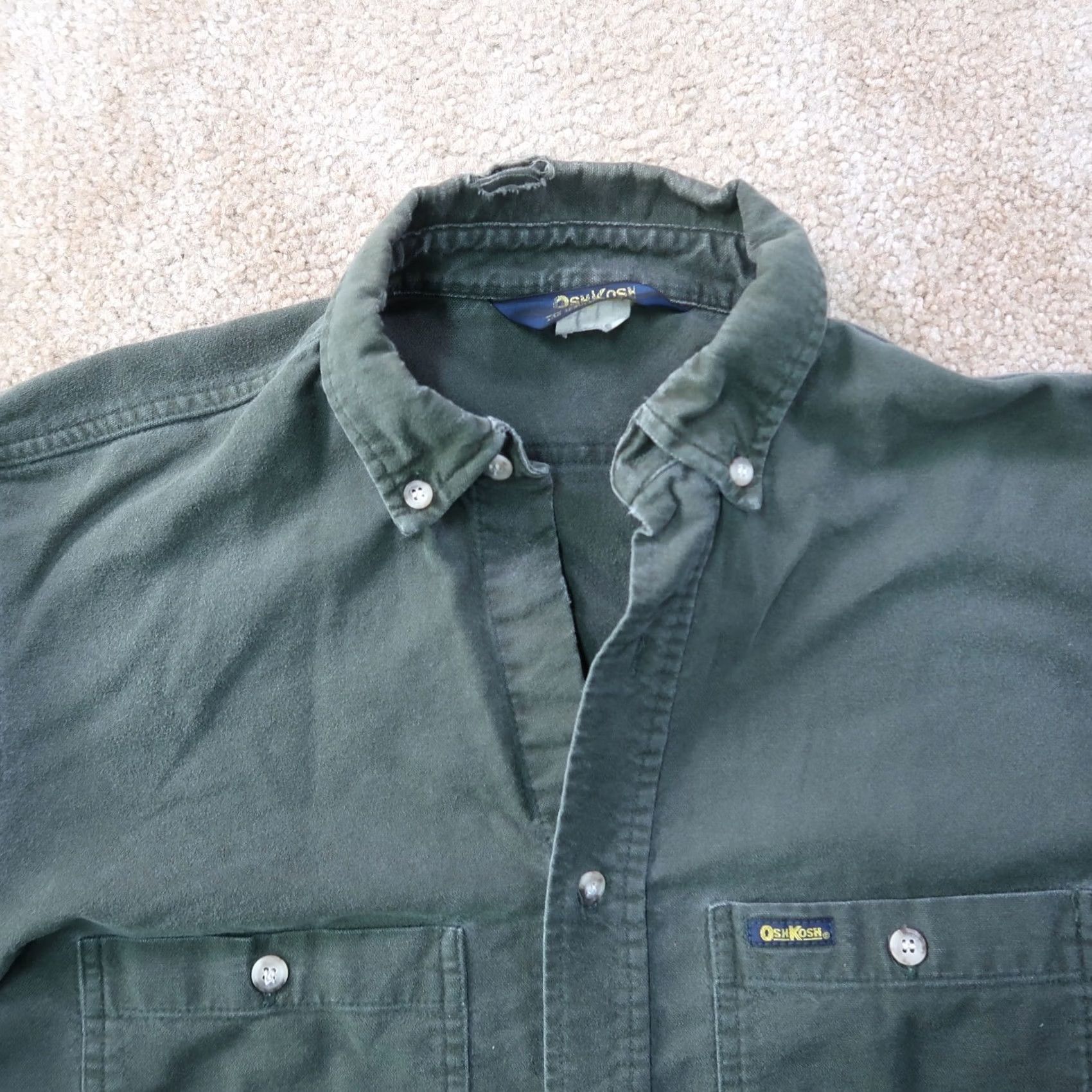 Vintage VINTAGE OshKosh Flannel Shirt Men Large Green Long Sleeve Button Front Shirt Size US L / EU 52-54 / 3 - 5 Thumbnail