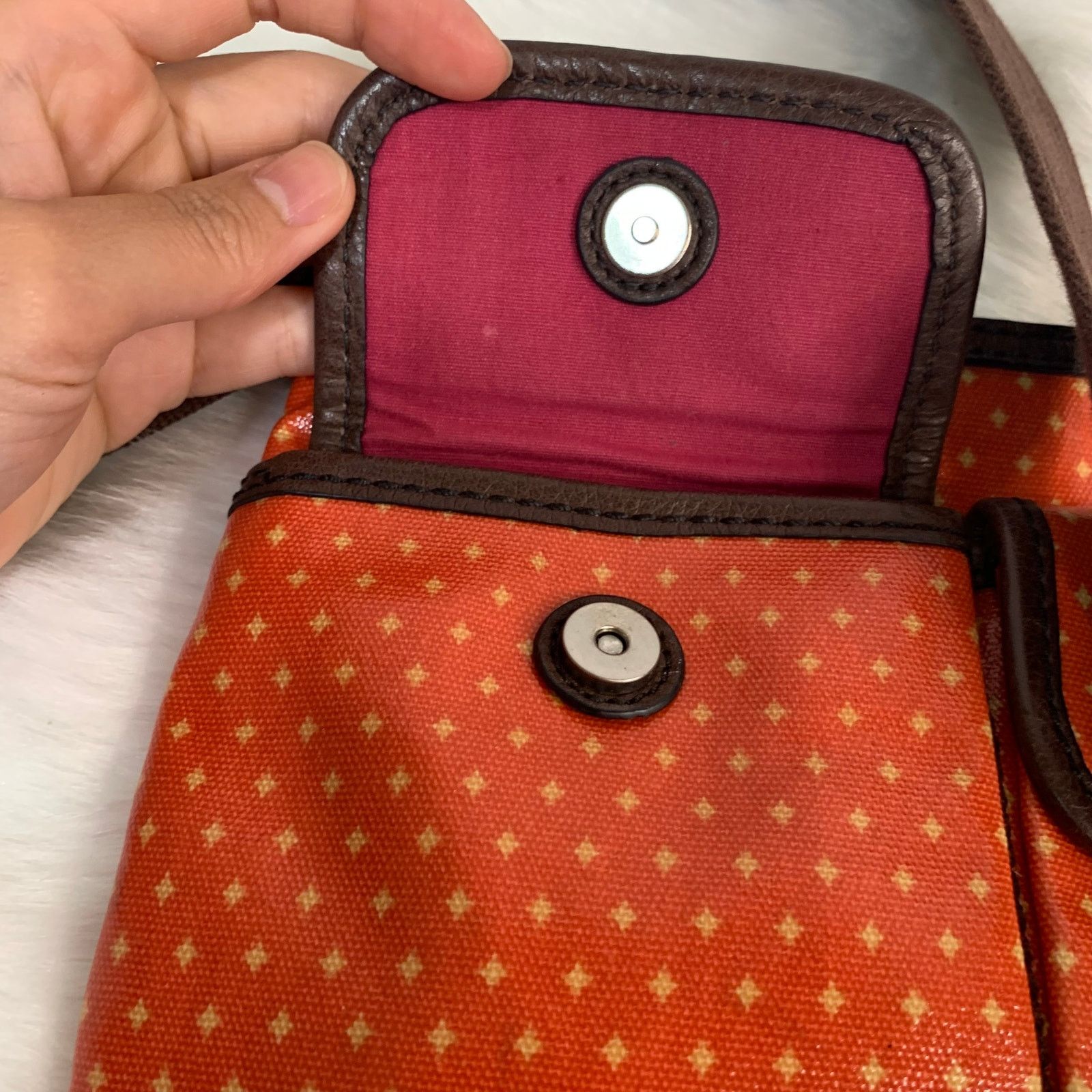 Fossil Fossil Waxed Canvas And Leather Orange Key-per Crossbody Size ONE SIZE - 11 Thumbnail