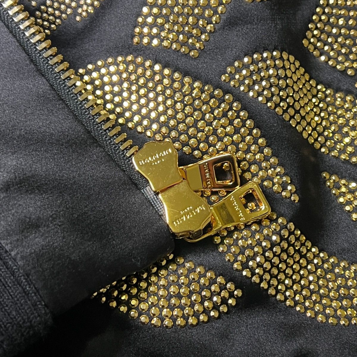 Balmain BALMAIN PARIS Gold Studded-Chain Satin Bomber Jacket Size US M / EU 48-50 / 2 - 4 Thumbnail