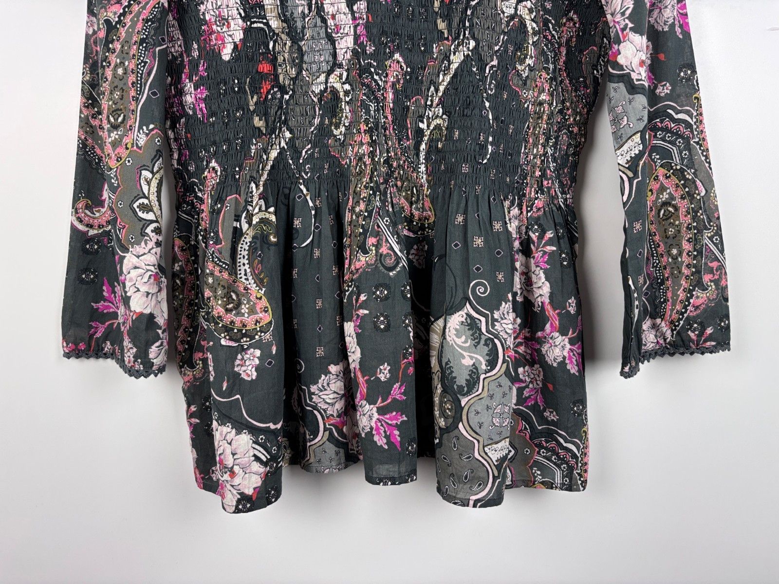 Odd Molly Odd Molly Floral Blouse Top Organic Cotton Gray Size 3 Size L / US 10 / IT 46 - 8 Thumbnail