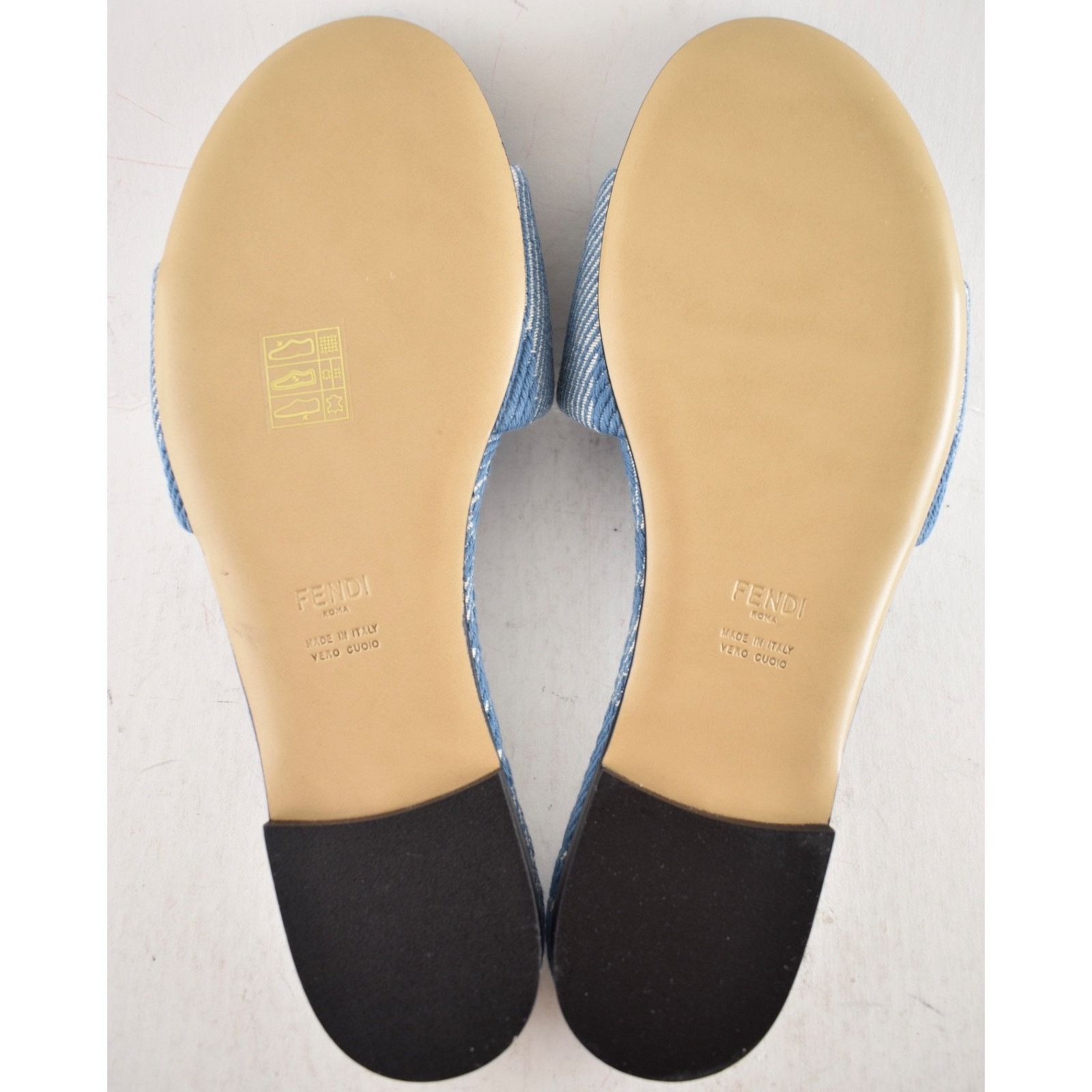 Fendi Fendi Sunshine Blue Denim FF Monogram Mule Slide Sandal 36.5 Size US 6.5 / IT 36.5 - 19 Thumbnail