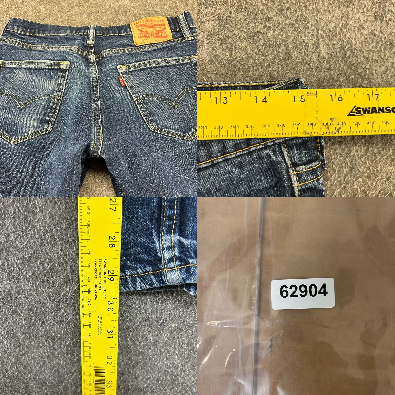 Levi's VINTAGE Levis 511 Jeans Mens 32x32 30x30 Blue Skinny Leg Slim Fit Dark Wash Distressed Size US 32 / EU 48 - 9 Thumbnail