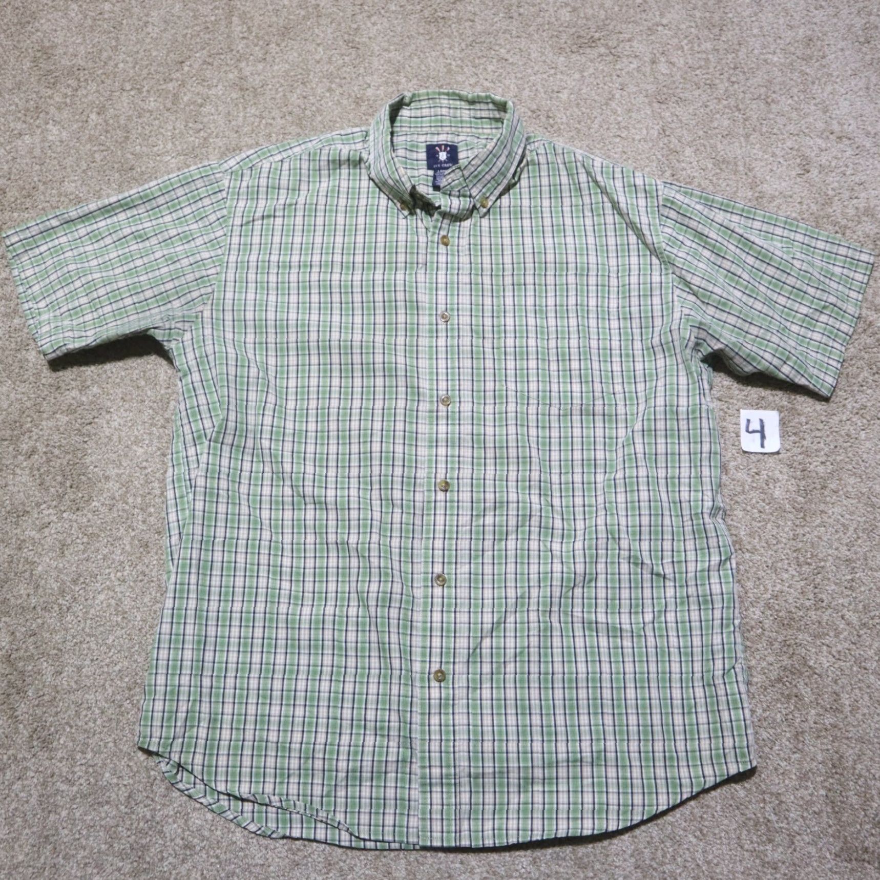 Vintage Ivy Crew Shirt Mens L Green Plaid Checkered Button-Down Short Sleeve Vintage No Size US L / EU 52-54 / 3 - 2 Thumbnail