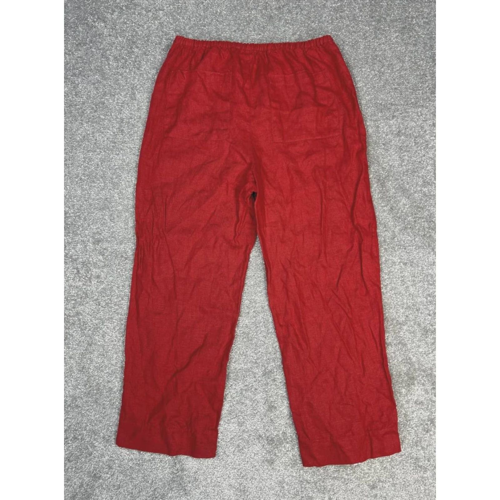 Reformation Reformation Pants Womens Small Red Linen Stretch High Rise Straight Leg Size 26" / US 2 / IT 38 - 2 Thumbnail