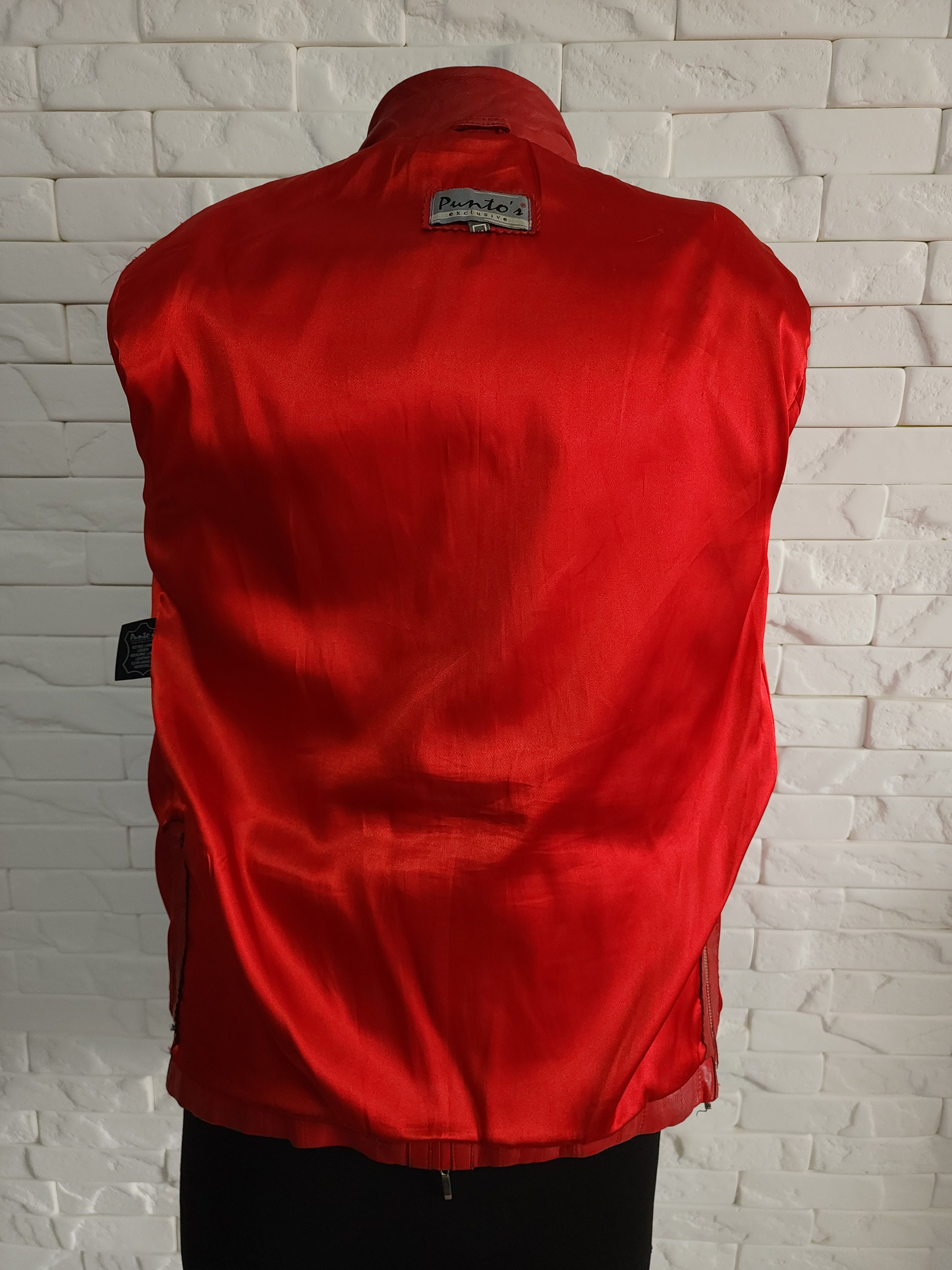 Genuine Leather Stylish women's red leather jacket with a metal zipper. Size M / US 6-8 / IT 42-44 - 8 Thumbnail