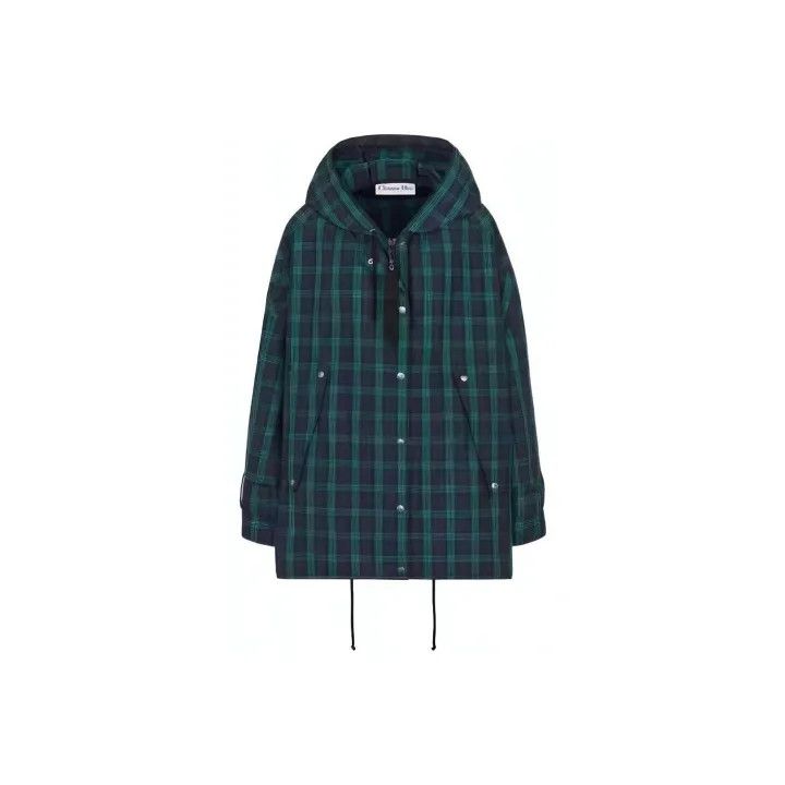 Dior Green Plaid Hooded Long Sleeve Jacket 0079 Outerwear