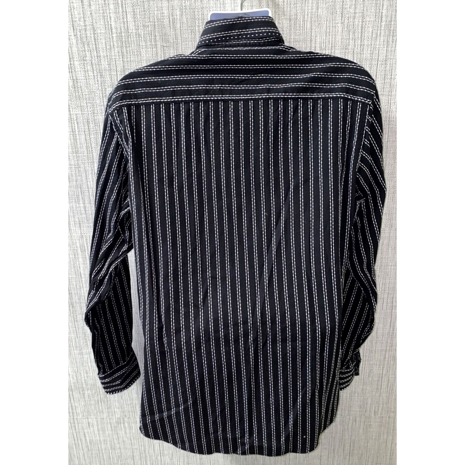 BUGATCHI Bugatchi Uomo Shirt Mens Black Striped Long Sleeve Button Front Size L Size US L / EU 52-54 / 3 - 5 Thumbnail