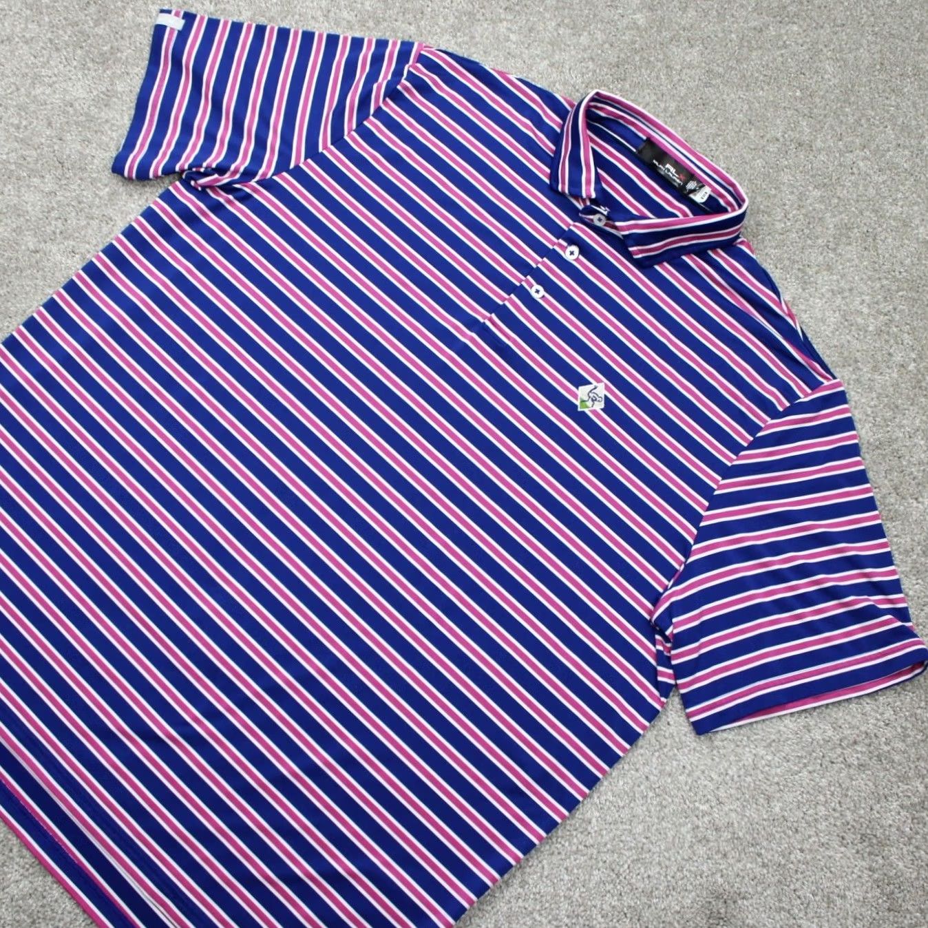 RLX Ralph Lauren RLX Ralph Lauren Polo Shirt Mens XL Striped Blue Pink Short Sleeve Golf Casual Athletic Size US XL / EU 56 / 4 - 3 Thumbnail