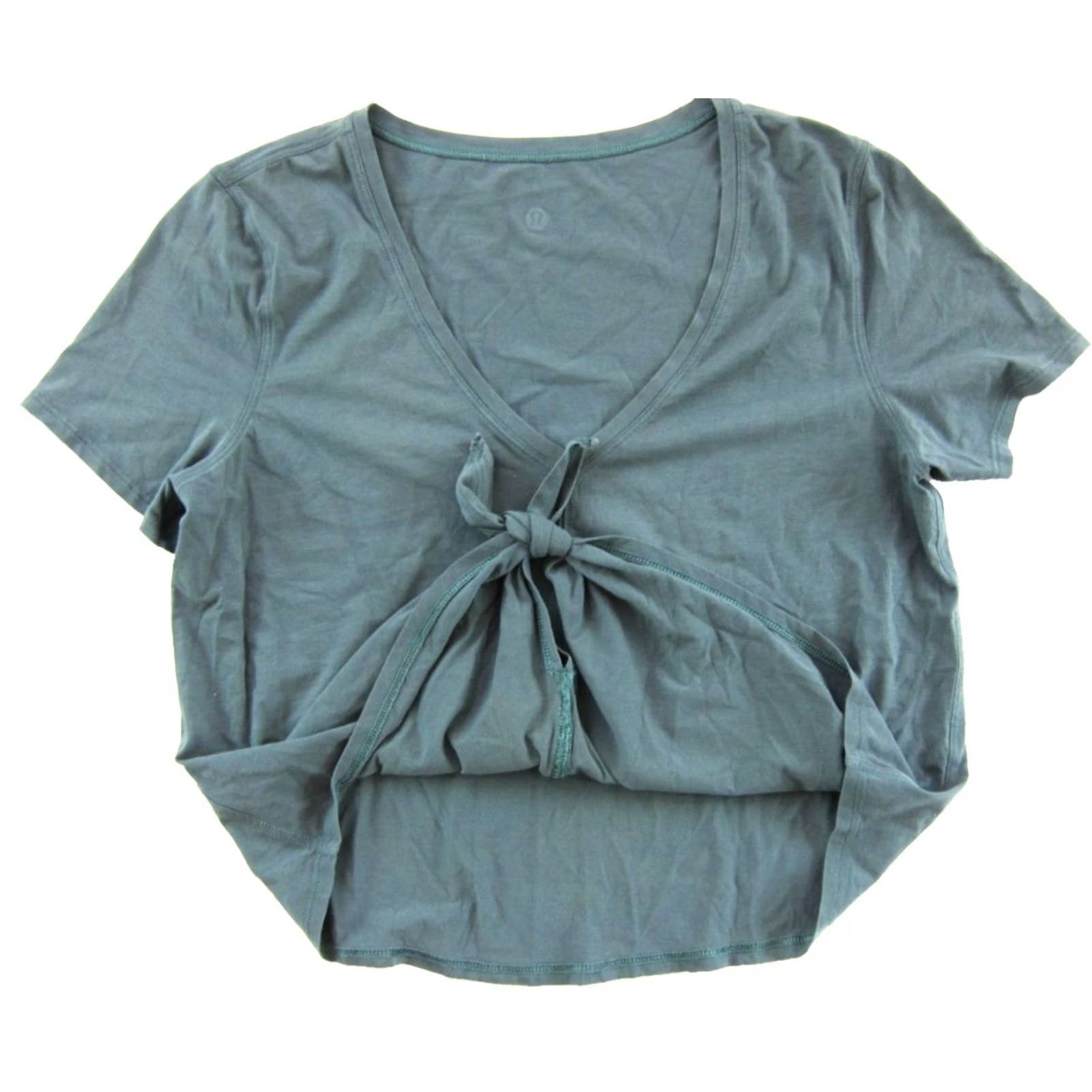 Lululemon Lululemon Green Short Sleeve V-Neck T-Shirt Shirt Womens Medium Cotton Blend Top Size M / US 6-8 / IT 42-44 - 3 Thumbnail