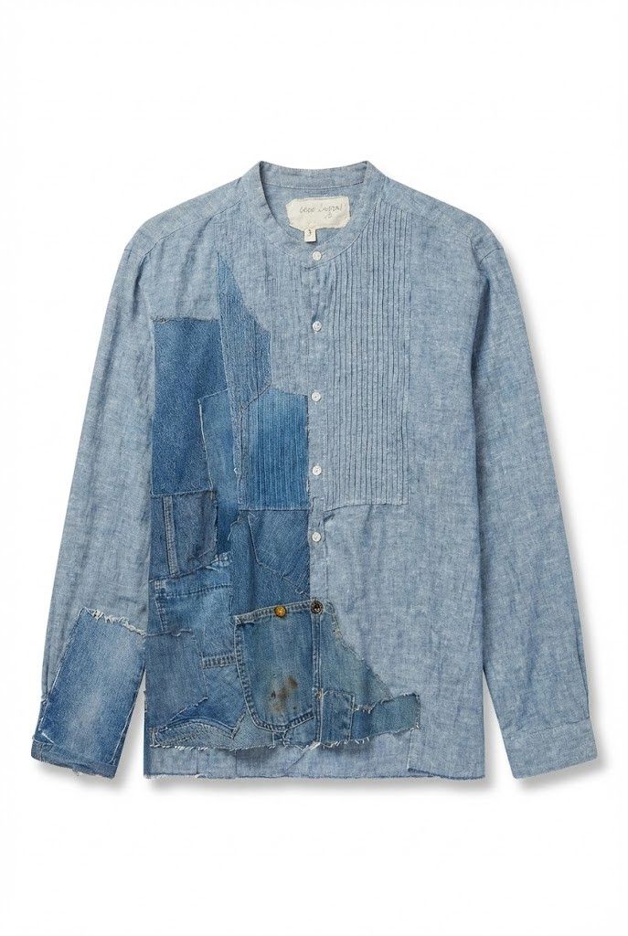 Greg Lauren Waterfall vintage denim tux shirt with square bib Size US S / EU 44-46 / 1 - 1 Thumbnail