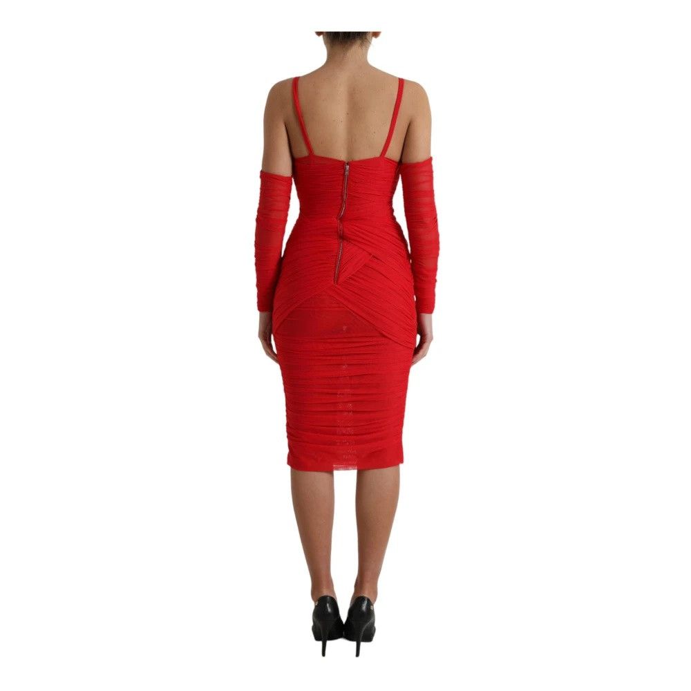 Dolce & Gabbana o1y0825 Midi Dress in Red Size XS / US 0-2 / IT 36-38 - 3 Thumbnail