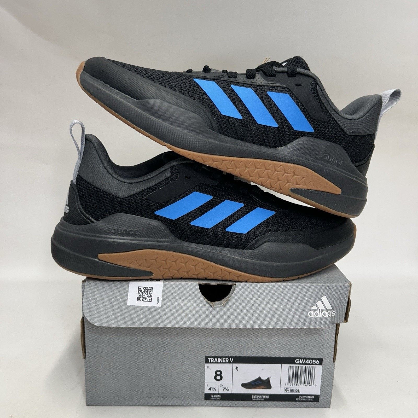 Adidas Adidas Trainer V “Black Pulse Blue Gum” GW4056 Size US 8 / EU 41 - 1 Thumbnail