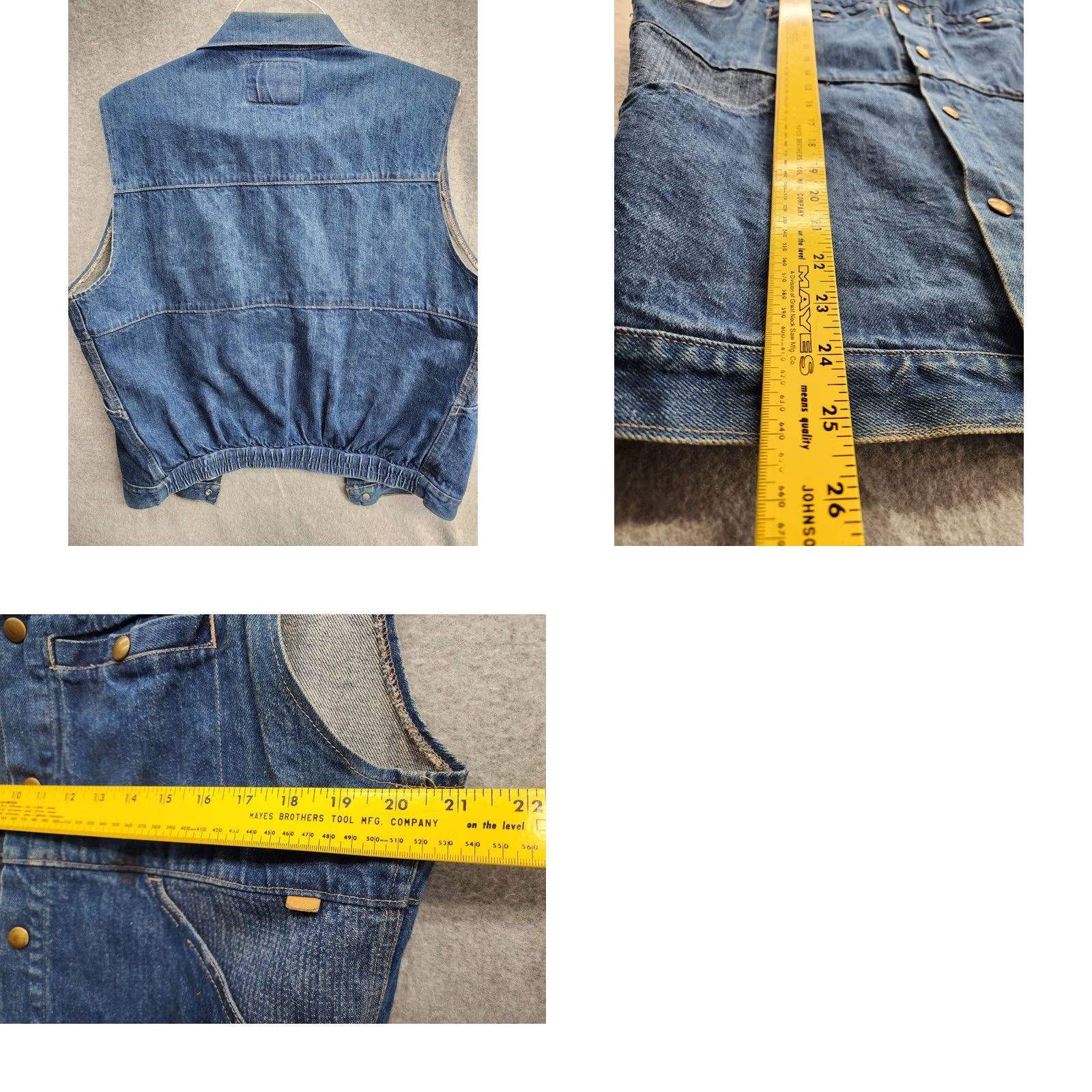 Denime VINTAGE Levi Denim Vest Sz Medium Leather Tab Distressed Elastic Waist 4 Pockets Mens M Size US M / EU 48-50 / 2 - 8 Thumbnail