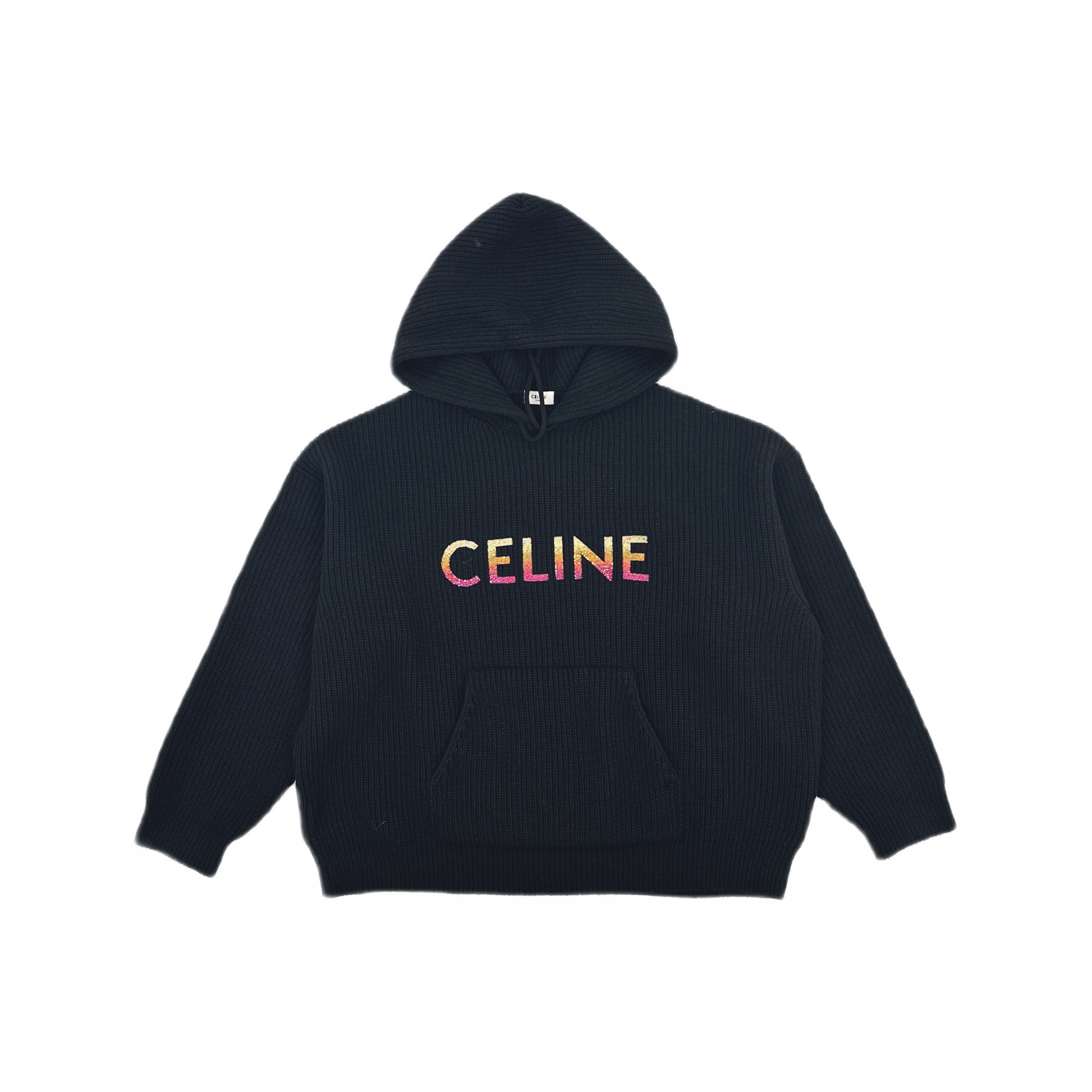 Celine CELINE Gradient Logo Knit Hoodie Size M Size US M / EU 48-50 / 2 - 1 Thumbnail