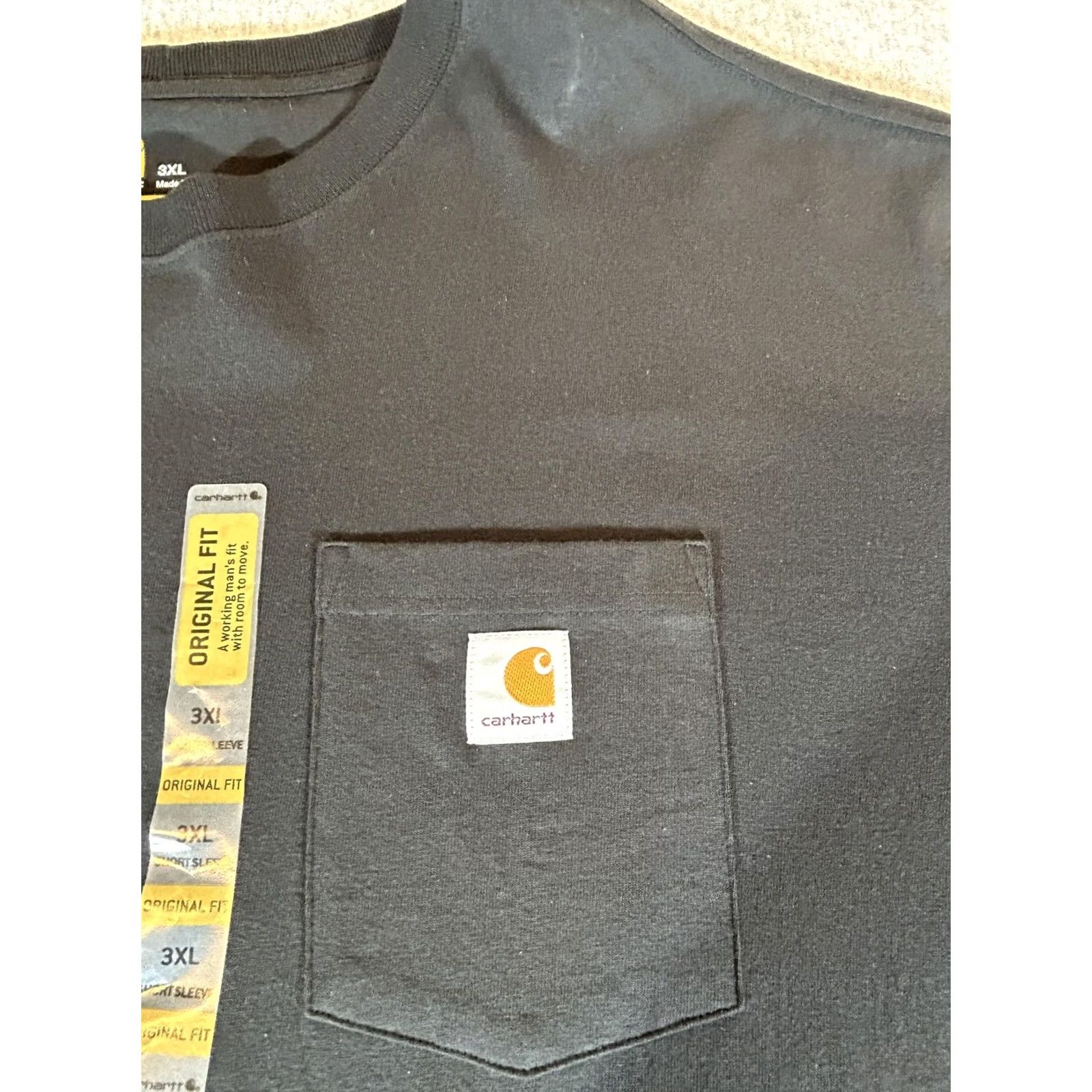 Carhartt Carhartt Mens K87 Shirt 3XL Black Short Sleeve Pocket Original Fit Workwear Crew Neck (Jersey) Mens Size US XXL / EU 58 / 5 - 2 Thumbnail