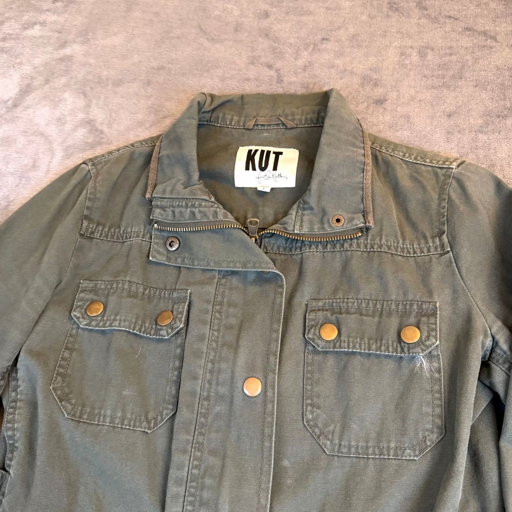 Vintage KUT from the Kloth Olive Green Utility Jacket Women's S Military Jacket Pockets Zip Button Front Size S / US 4 / IT 40 - 2 Thumbnail