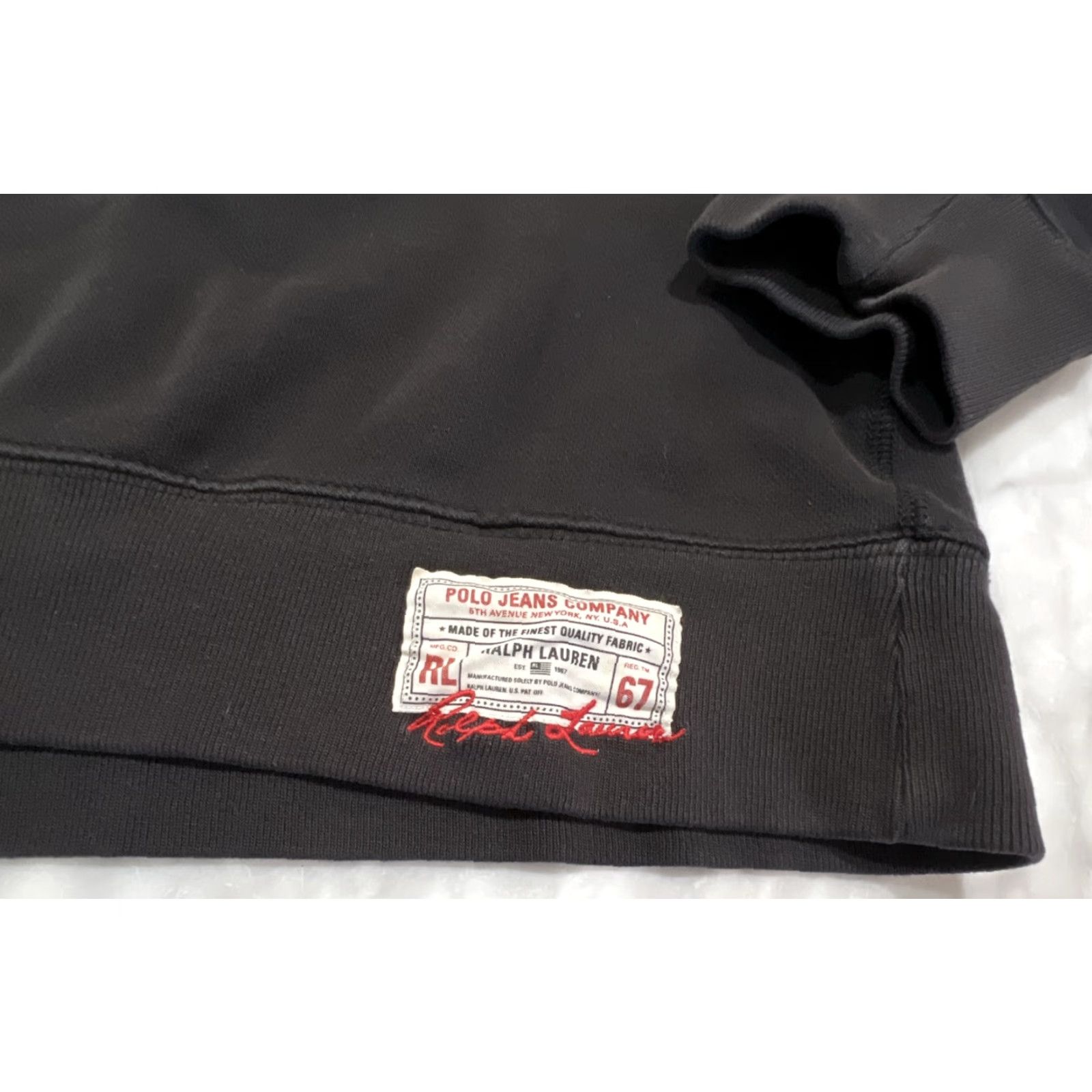 Vintage VINTAGE Ralph Lauren Polo Jeans Co. Crewneck Sweatshirt Men XL Black 90s Embroidered Fleece Heavyweight Pullover Size US XL / EU 56 / 4 - 5 Thumbnail
