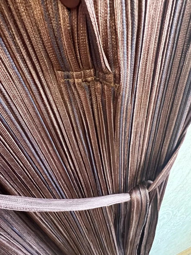 Issey Miyake Issey Miyake size:3 Brown pleated dress Size S / US 4 / IT 40 - 4 Thumbnail