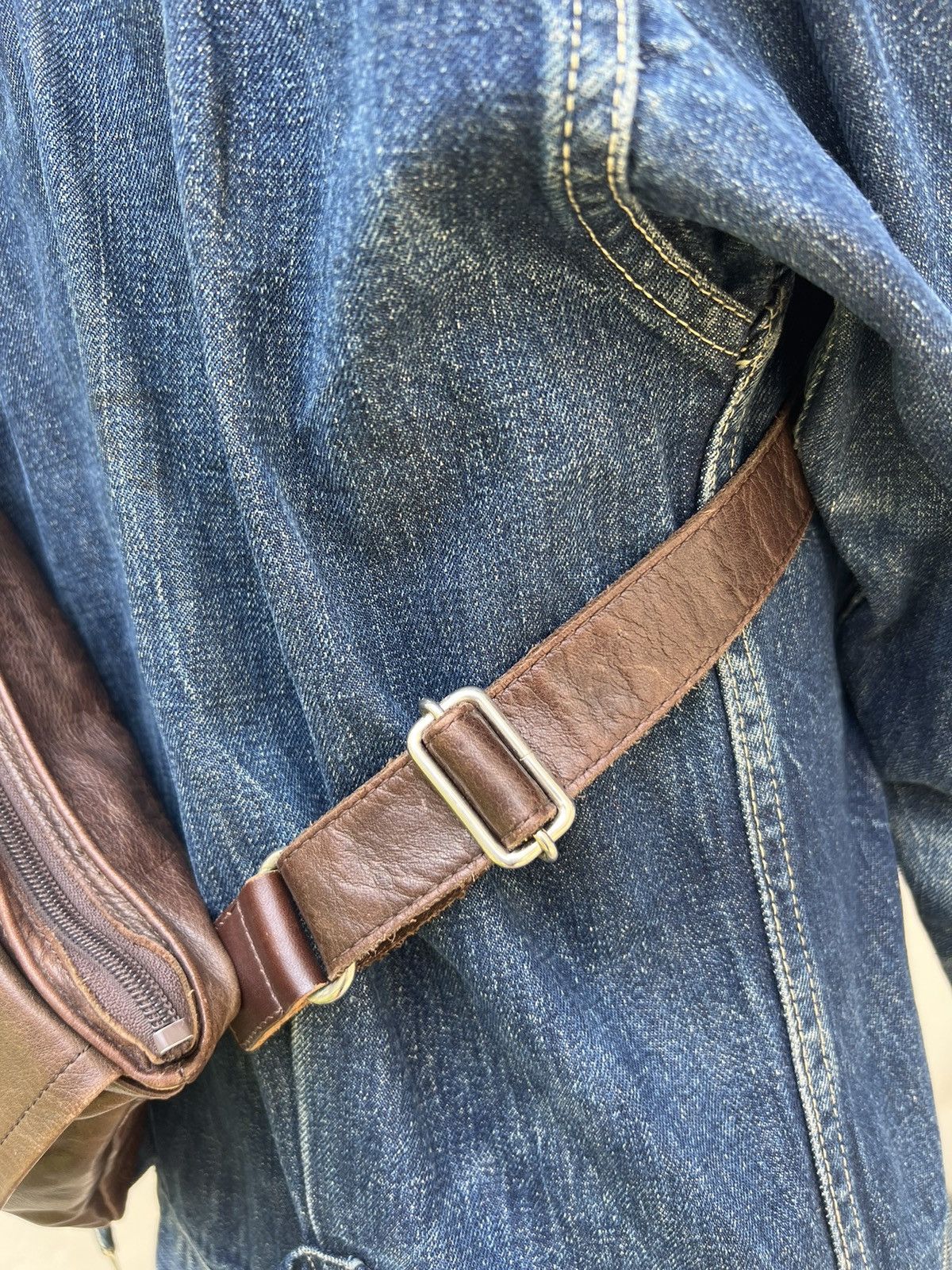 Leather Vintage Indeed Japan Pewter Patina Leather Sling Bag Size ONE SIZE - 5 Thumbnail