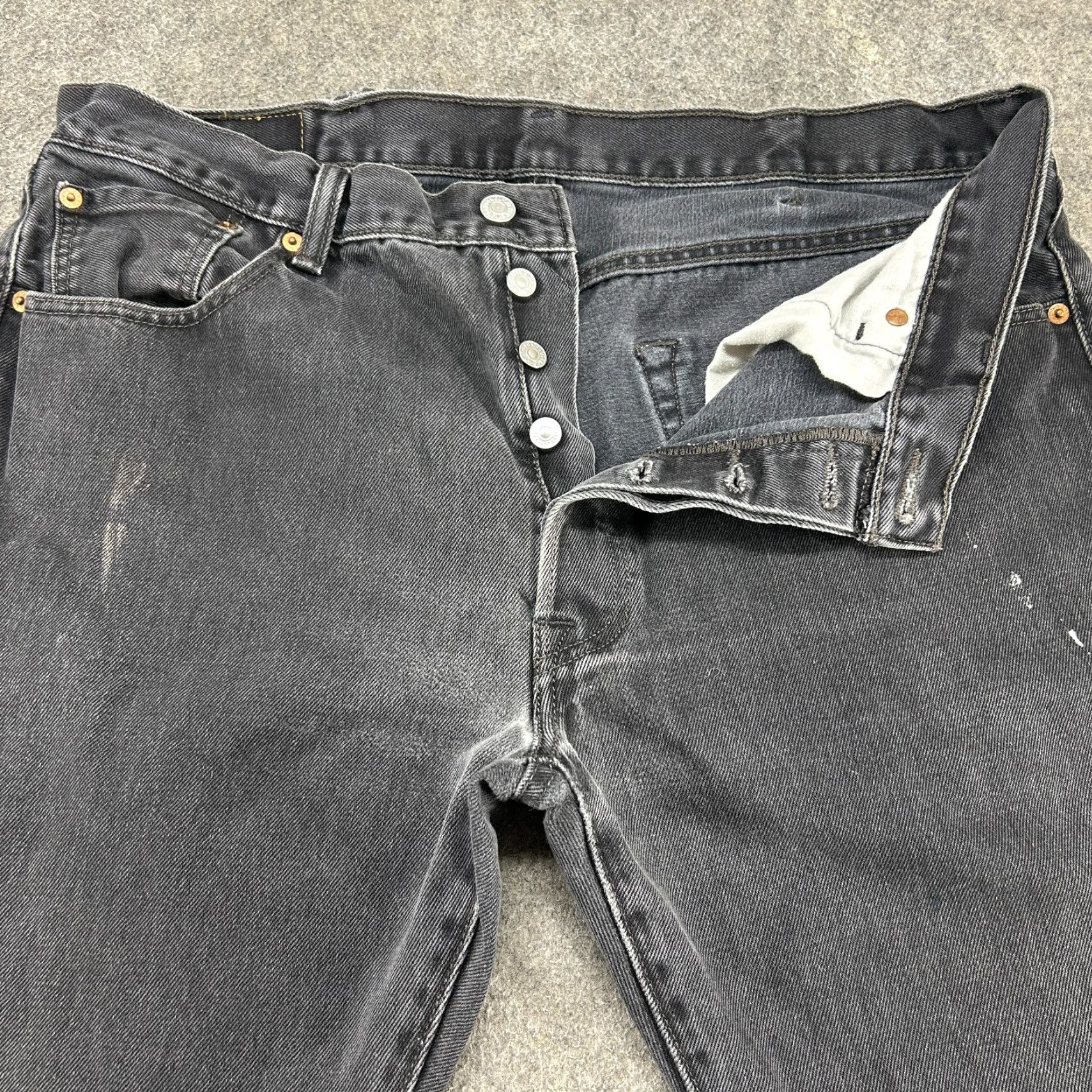 Levi's Levi's 501 Jeans Mens 38x32 Black Regular Straight Distressed 5-Pocket Denim Dark Wash Button Closure Regular Fit Vintage: No Size US 38 / EU 54 - 2 Thumbnail