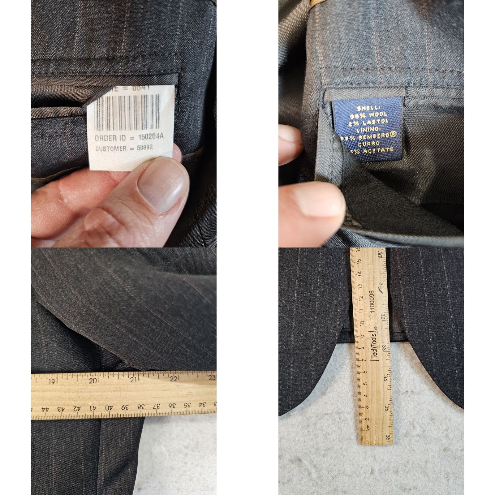 Brooks Brothers Brooks Brothers Signature Pin Striped Wool Suit Mens 42 Long Coat 36Wx32L Grey Tan Striped - Regular Fit, 2 Piece, Classic USA Mens Suit Size 42R - 11 Thumbnail