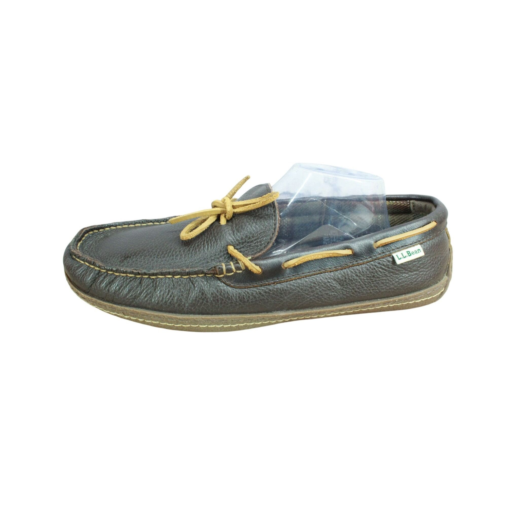 L.L. Bean LL Bean Brown Leather Flannel Moc Slippers Men's 13 M Size US 13 / EU 46 - 1 Thumbnail