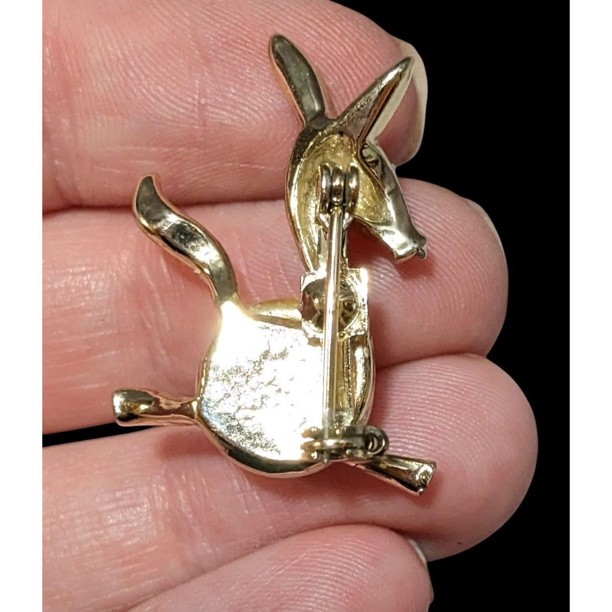 Other Vintage Gold Tone Stylized Faux Pearl Donkey Brooch Size ONE SIZE - 3 Thumbnail